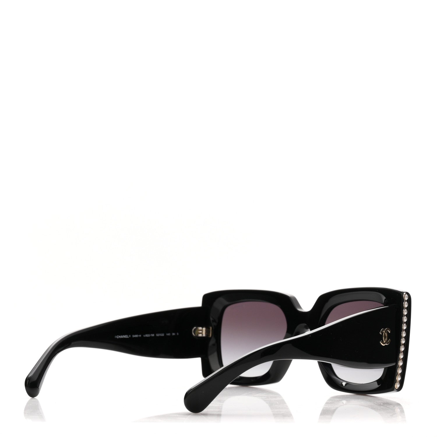 Acetate Pearl Rectangle Sunglasses 5480-H Black