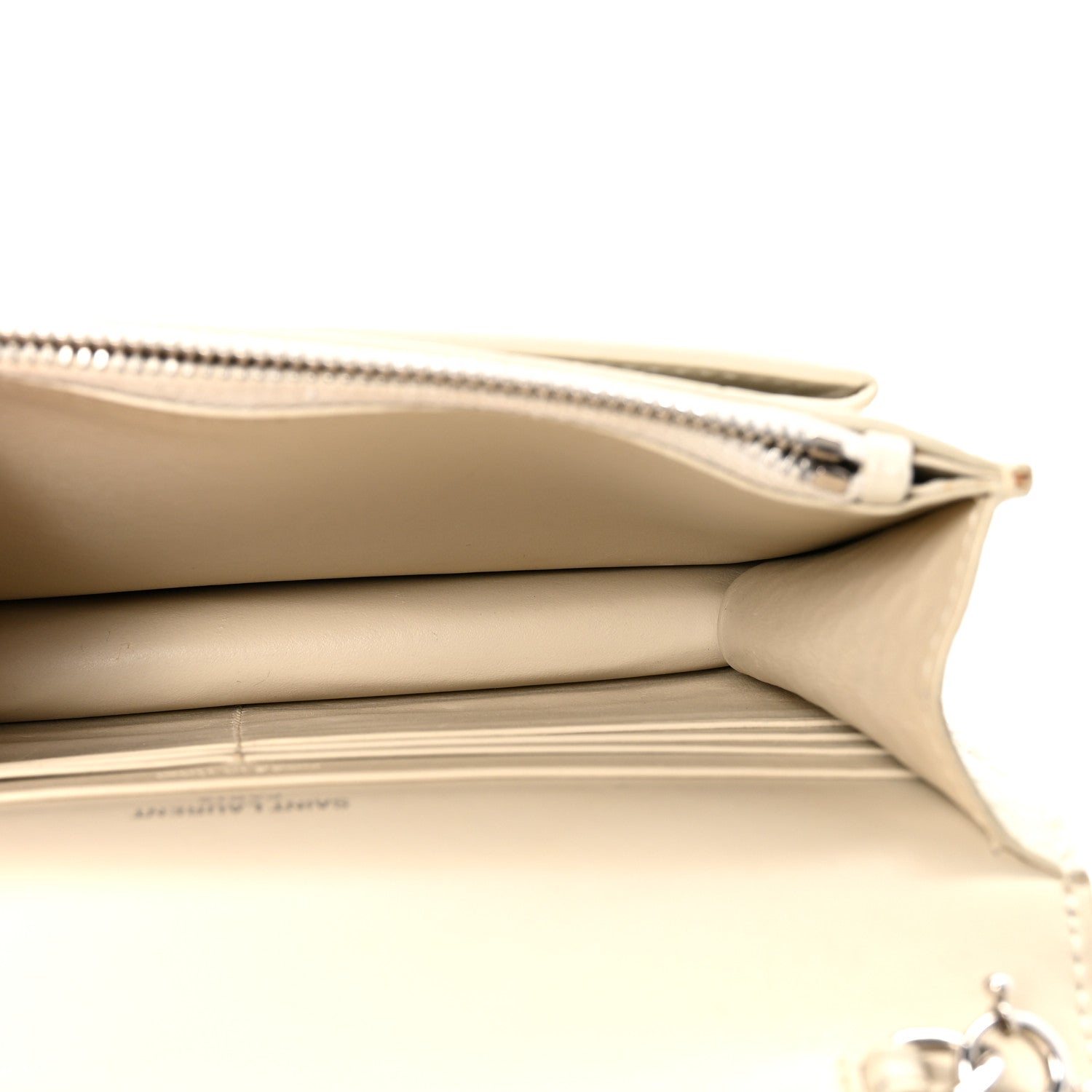 Calfskin Crocodile Embossed Monogram Sunset Chain Wallet Blanc Vintage