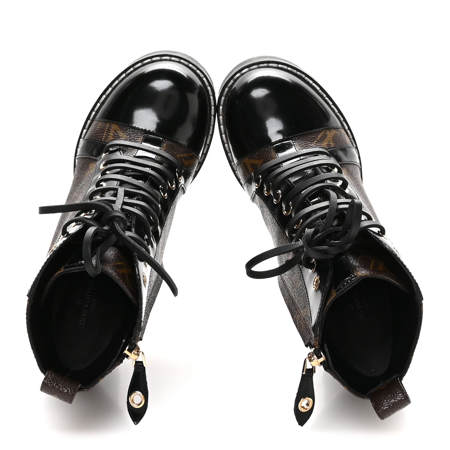 Patent Calfskin Monogram Star Trail Ankle Boots 37.5 Black