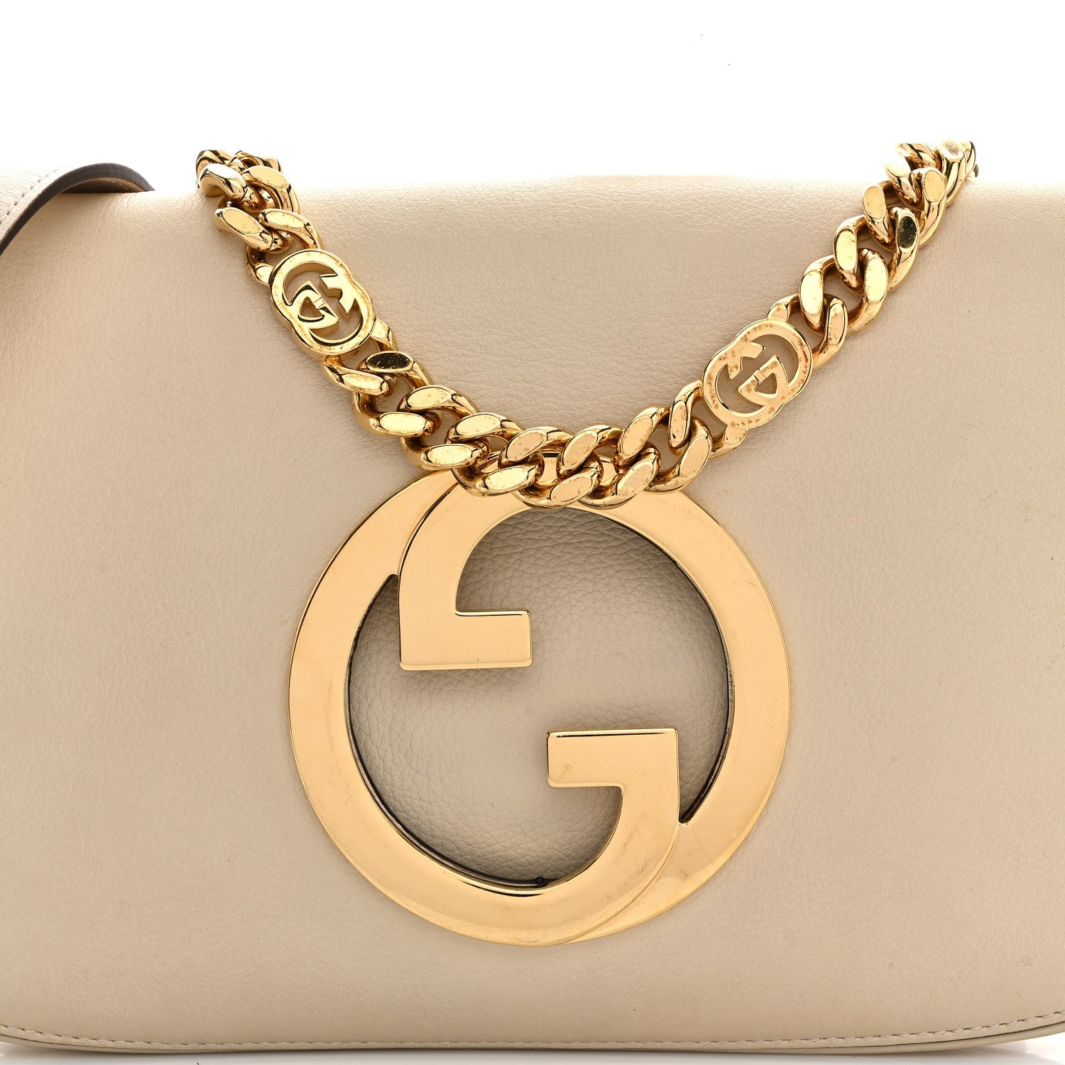 Roxy Calfskin Blondie Chain Shoulder Flap Bag Mystic White