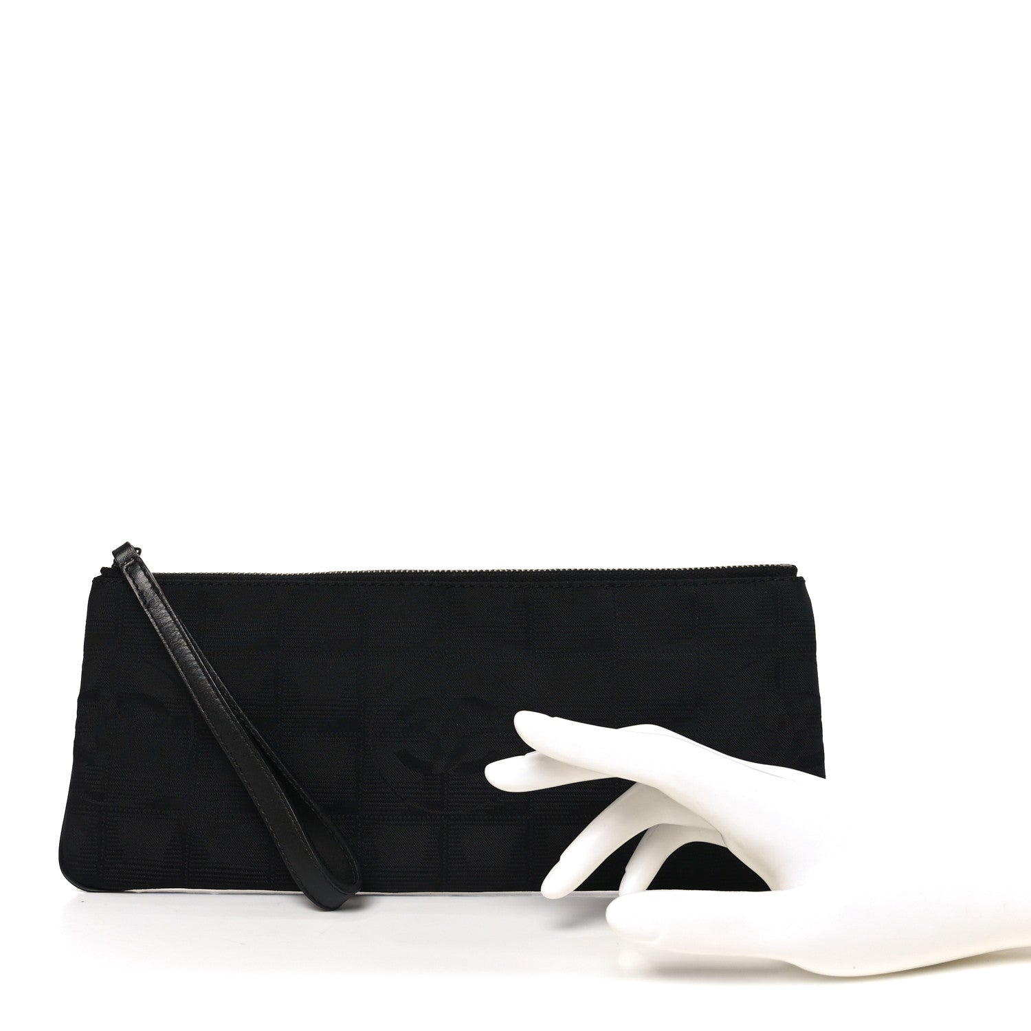 Nylon Travel Ligne Long Zip Wristlet Black