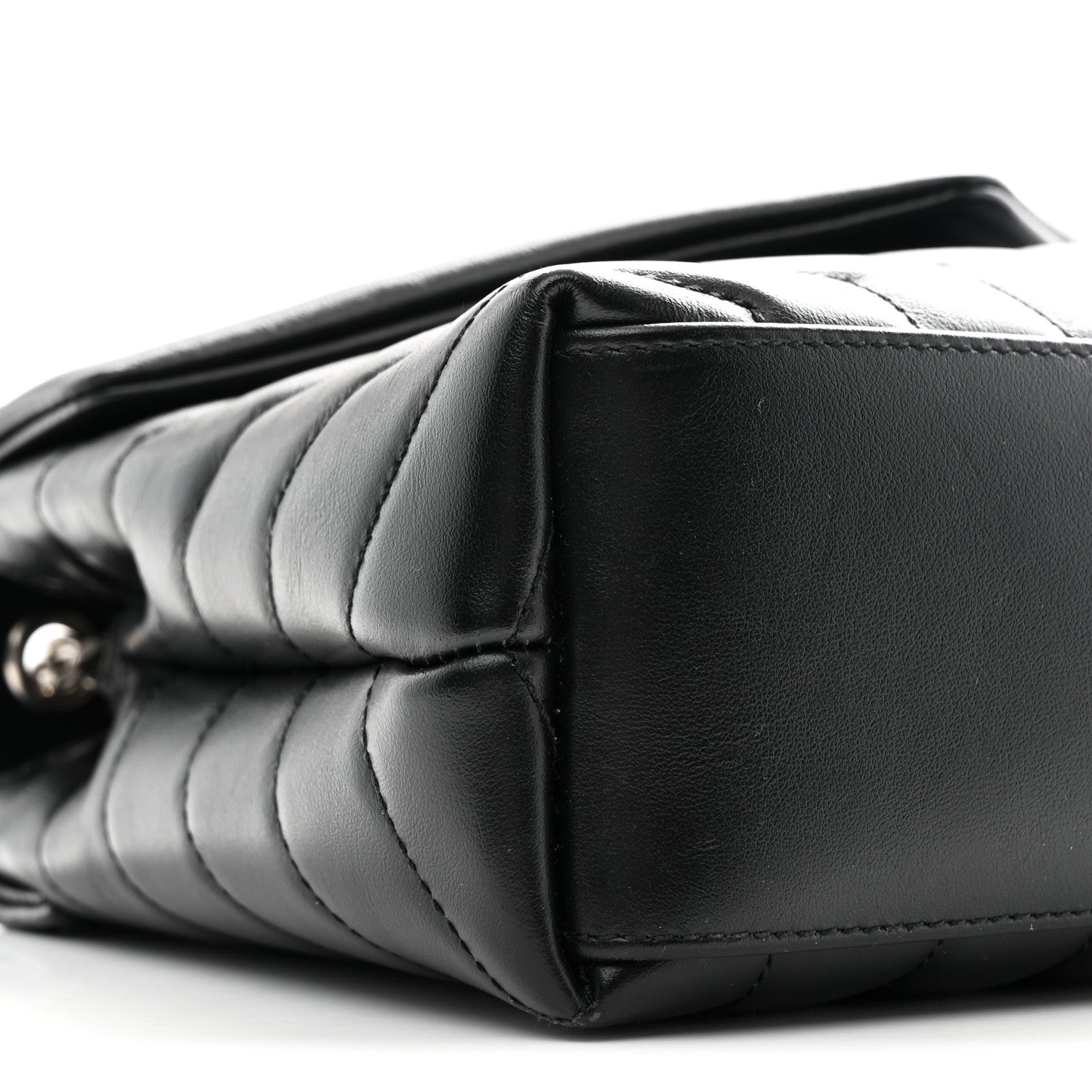 Calfskin Y Quilted Monogram Small Loulou Chain Satchel Black