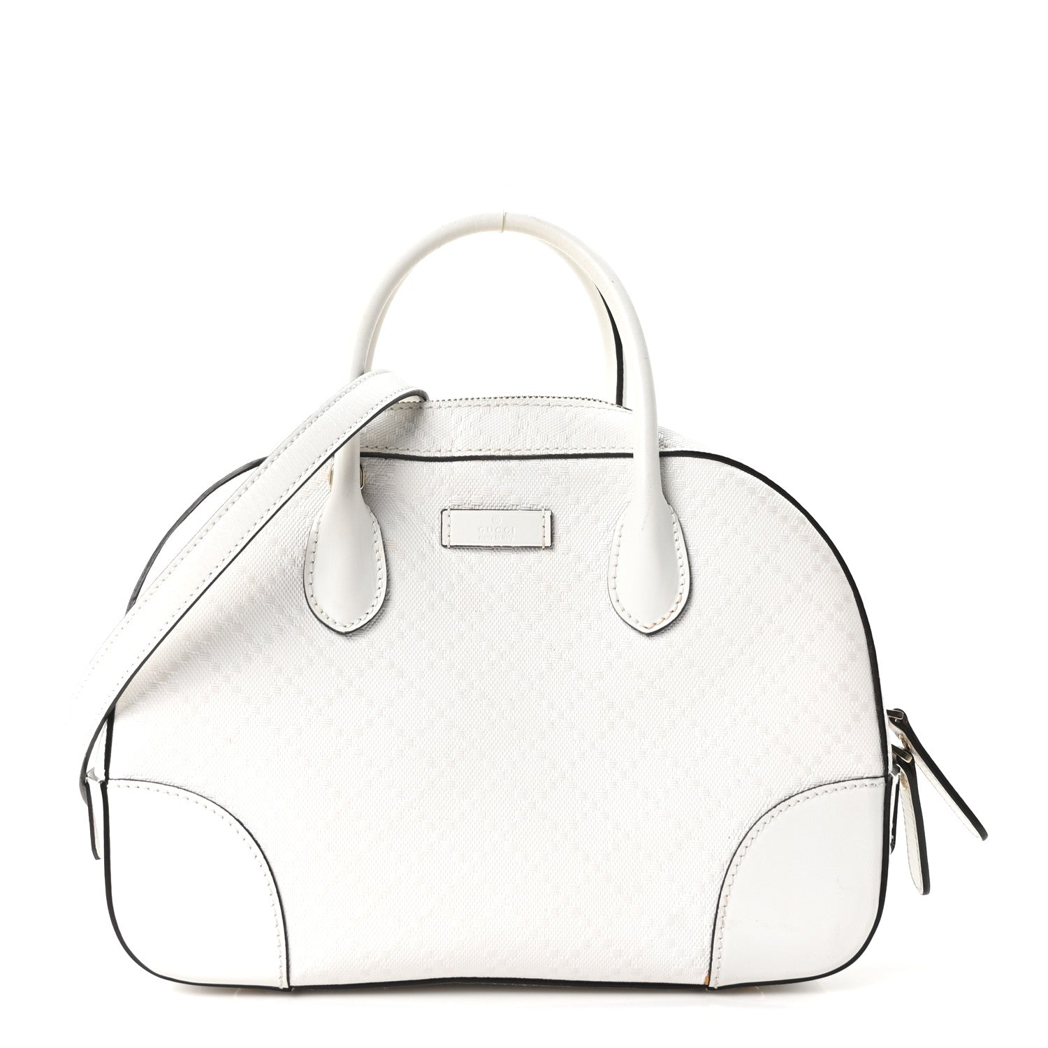 Calfskin Diamante Small Top Handle Bag White