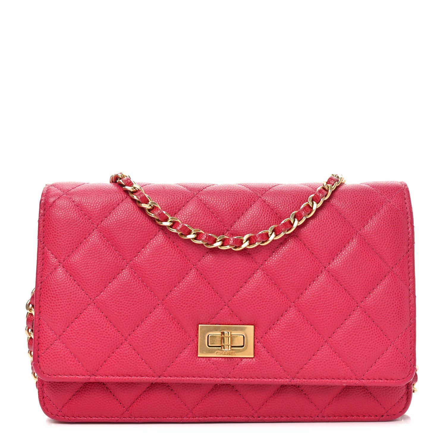 Caviar Quilted 2.55 Reissue Wallet On Chain WOC Dark Pink