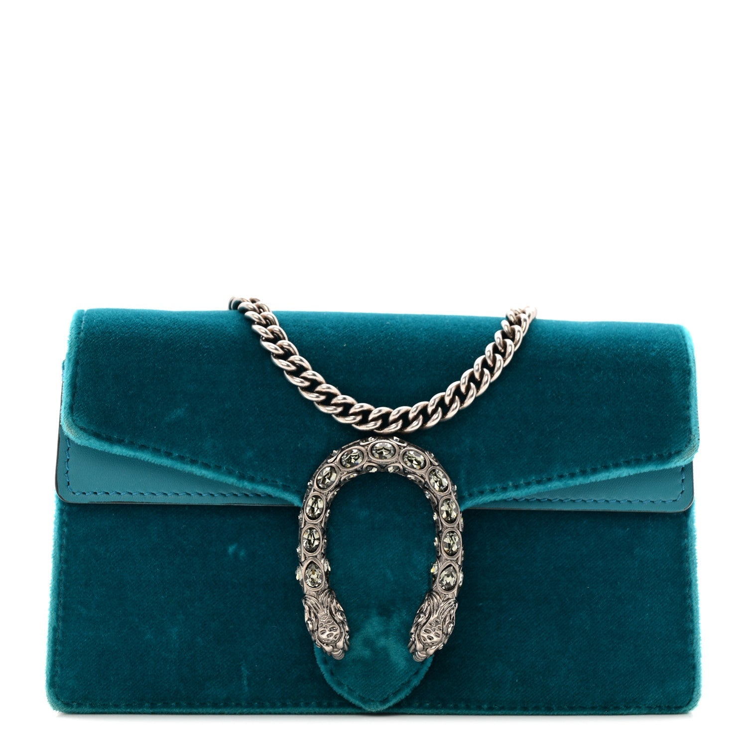 Velvet Super Mini Dionysus Shoulder Bag Pavone Cyan