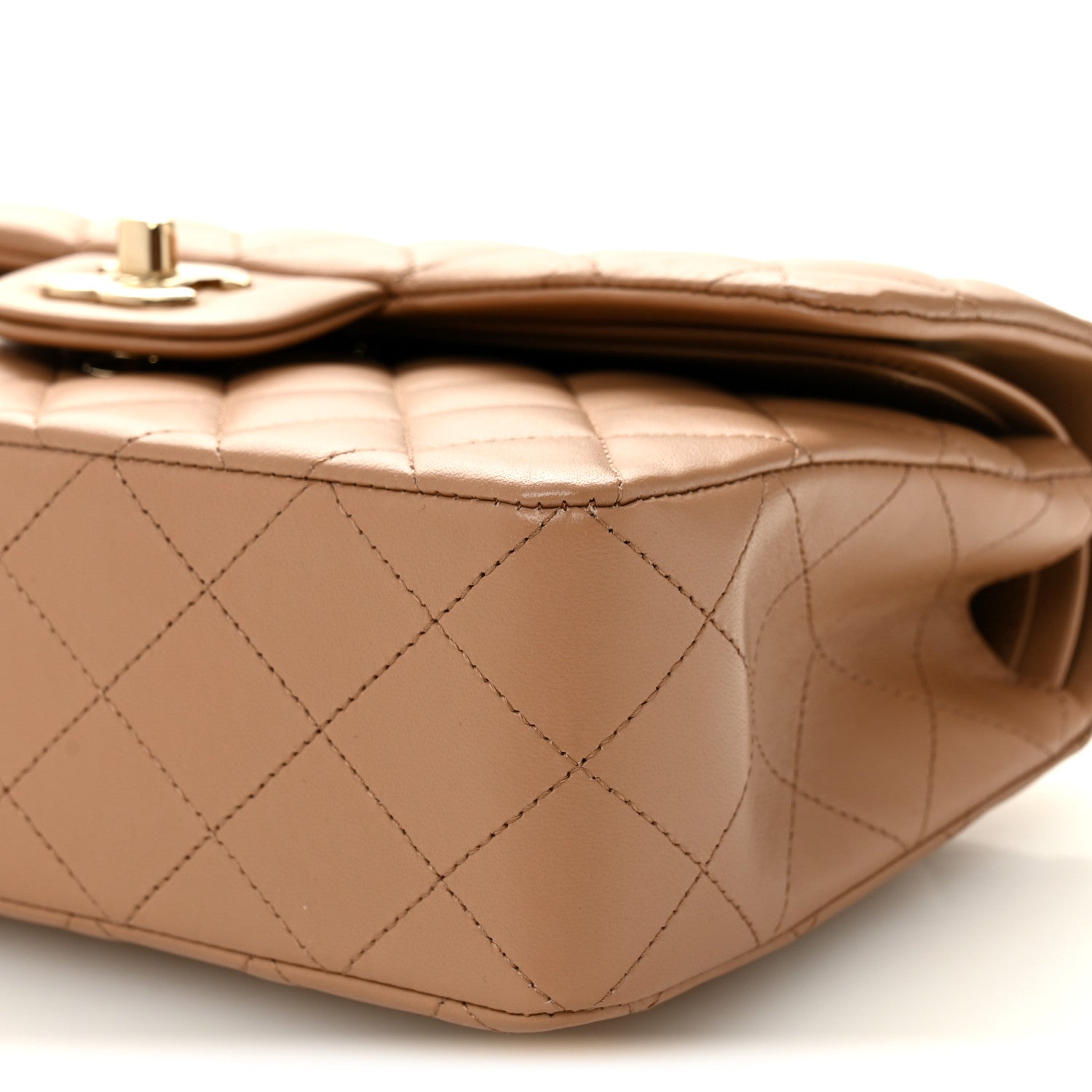 Lambskin Quilted Small Double Flap Brown