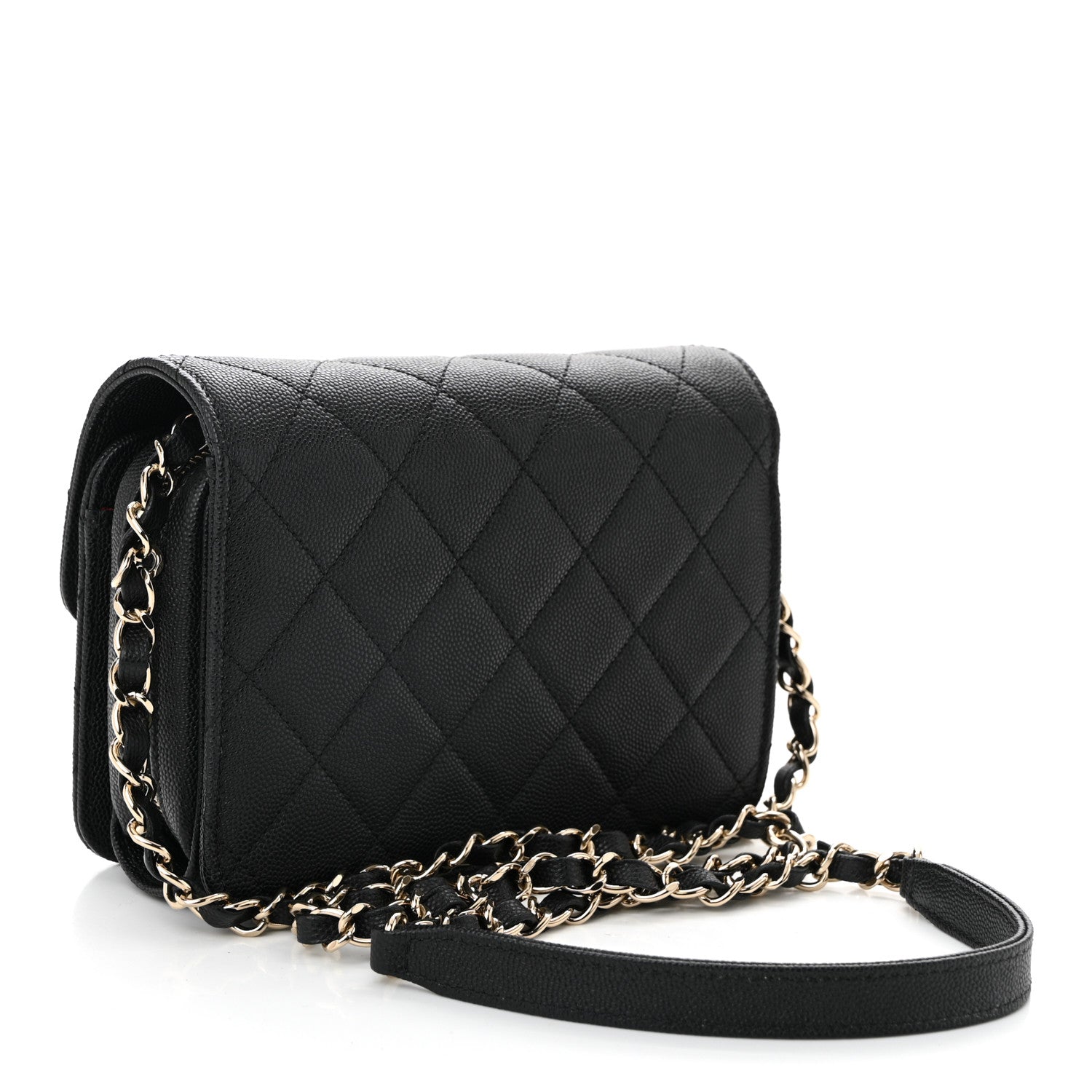 Caviar Quilted Like A Wallet Flap Black