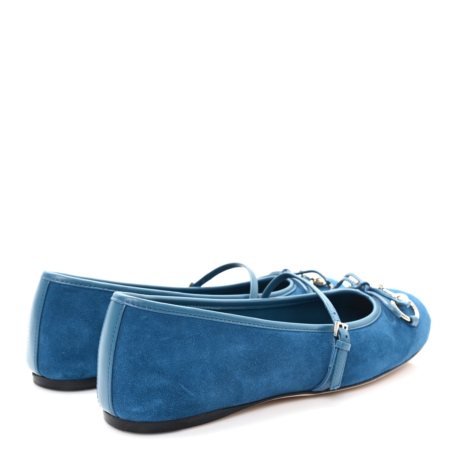 Kid Scamosciato Horsebit Ballet Flats 37.5 Deep Acqua