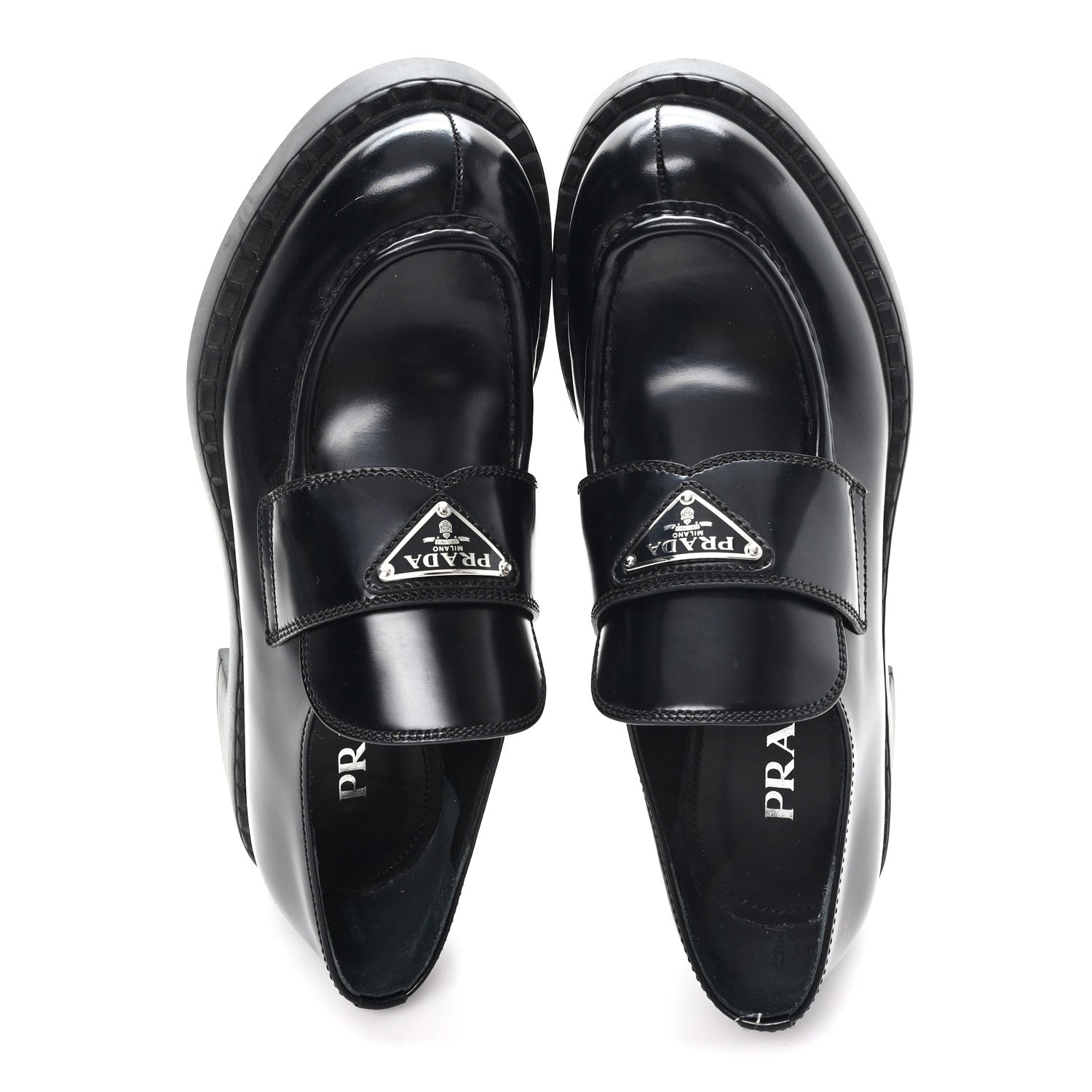 Spazzolato Metal Triangle Logo 50mm Loafers 39 Black