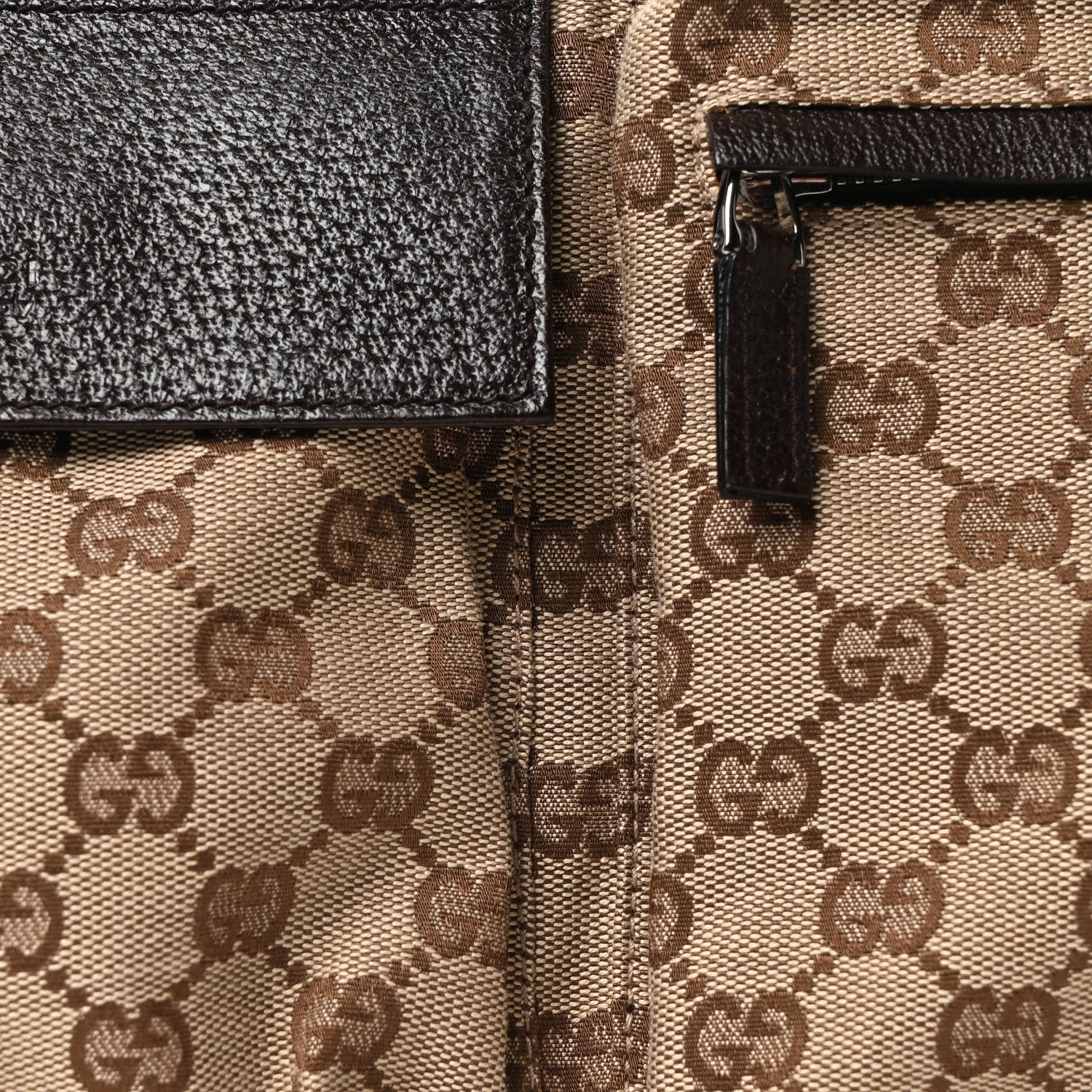 GG Monogram Double Pocket Belt Bag Dark Brown