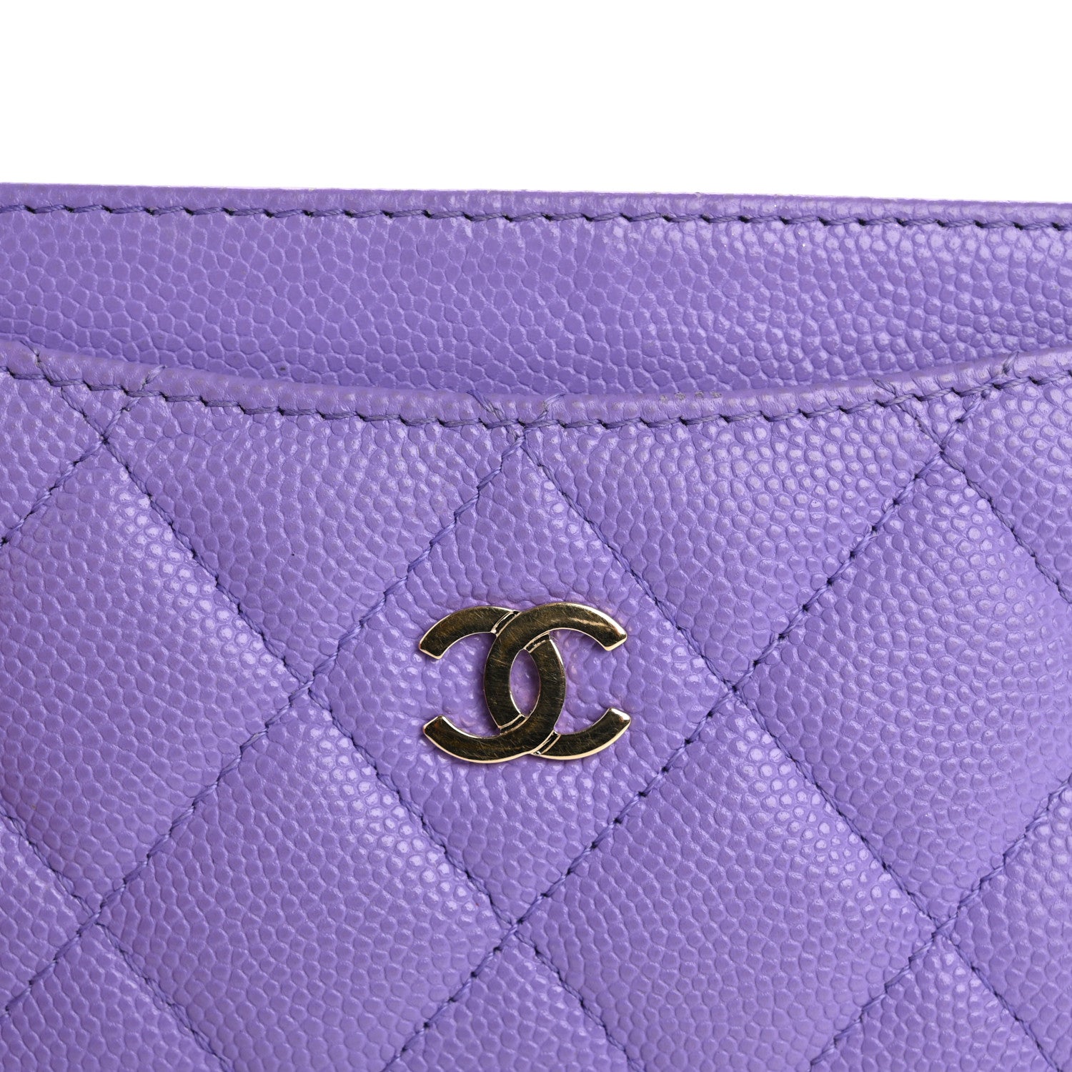 Caviar Quilted Card Holder Purple