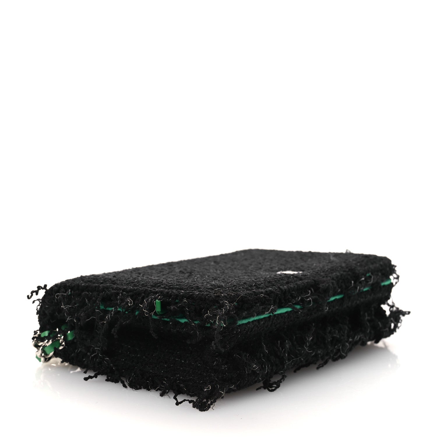Tweed Fringe Wallet On Chain WOC Black Green