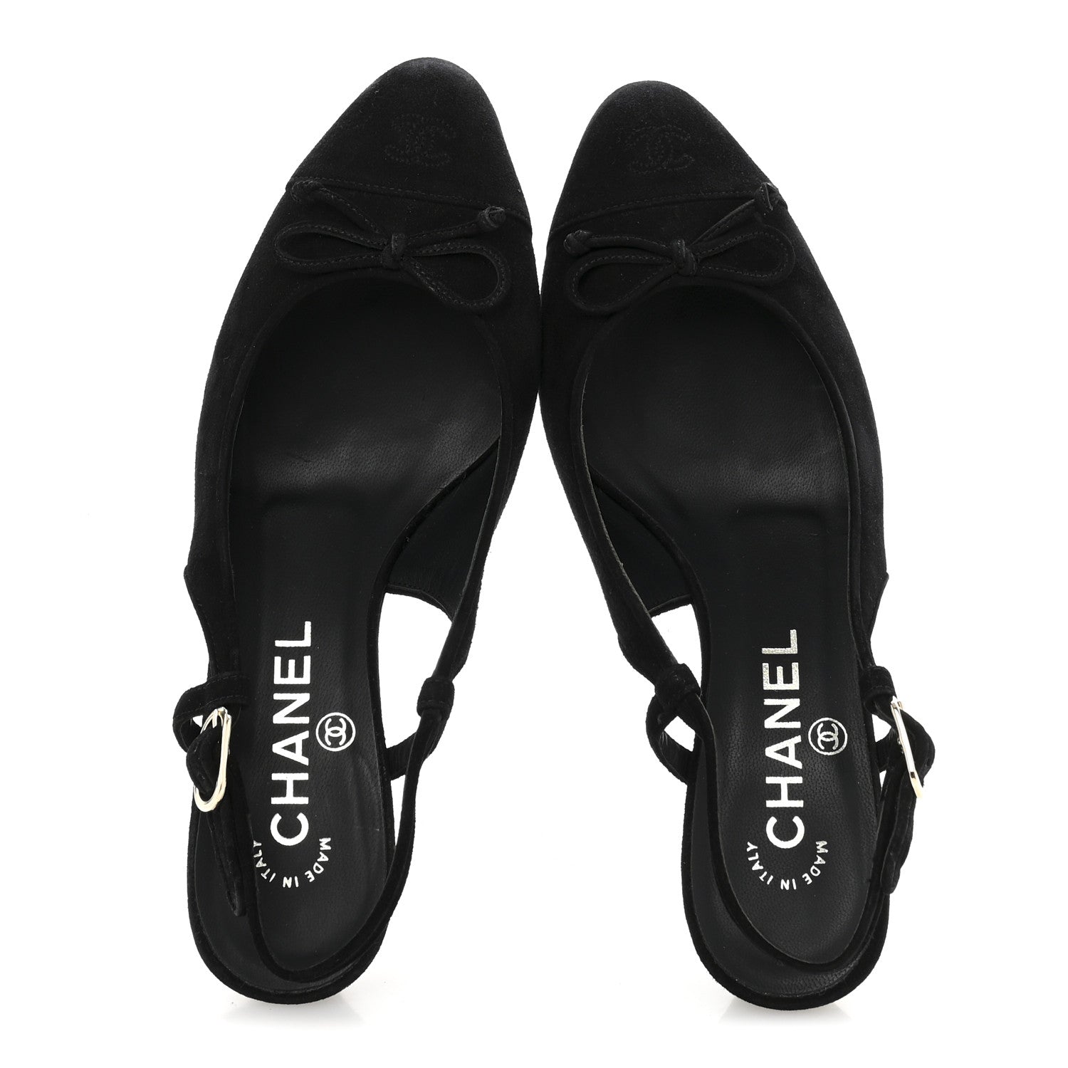 Suede Cap Toe CC Slingback Pumps 36 Black