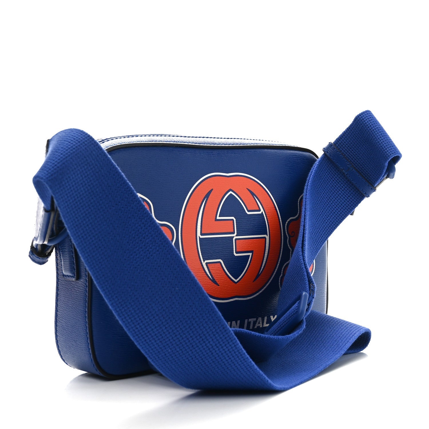 New Shanghai Calfskin Interlocking G Logo Camera Crossbody Bag Cobalt Blue Orange