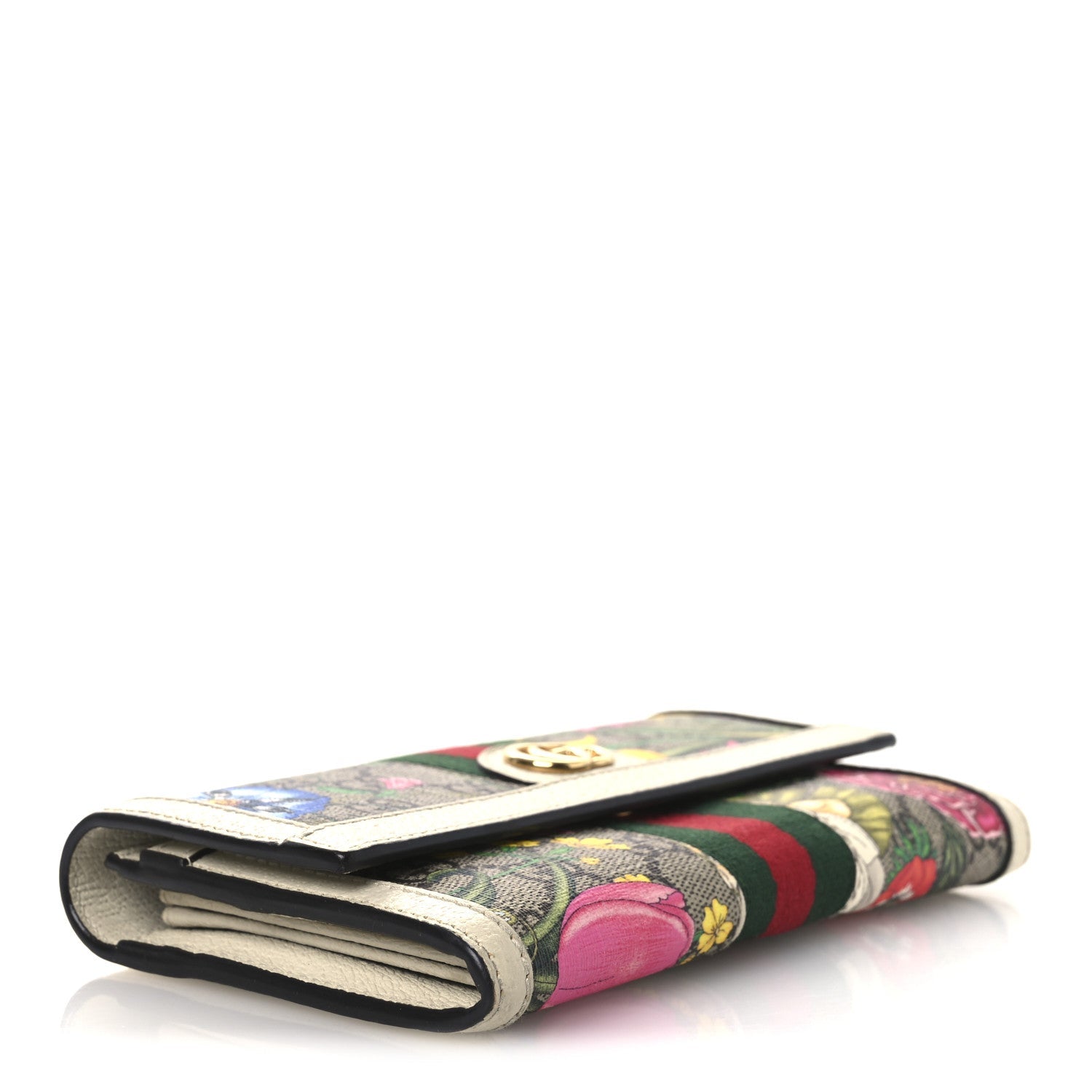 GG Supreme Monogram Flora Web Ophidia Continental Wallet White