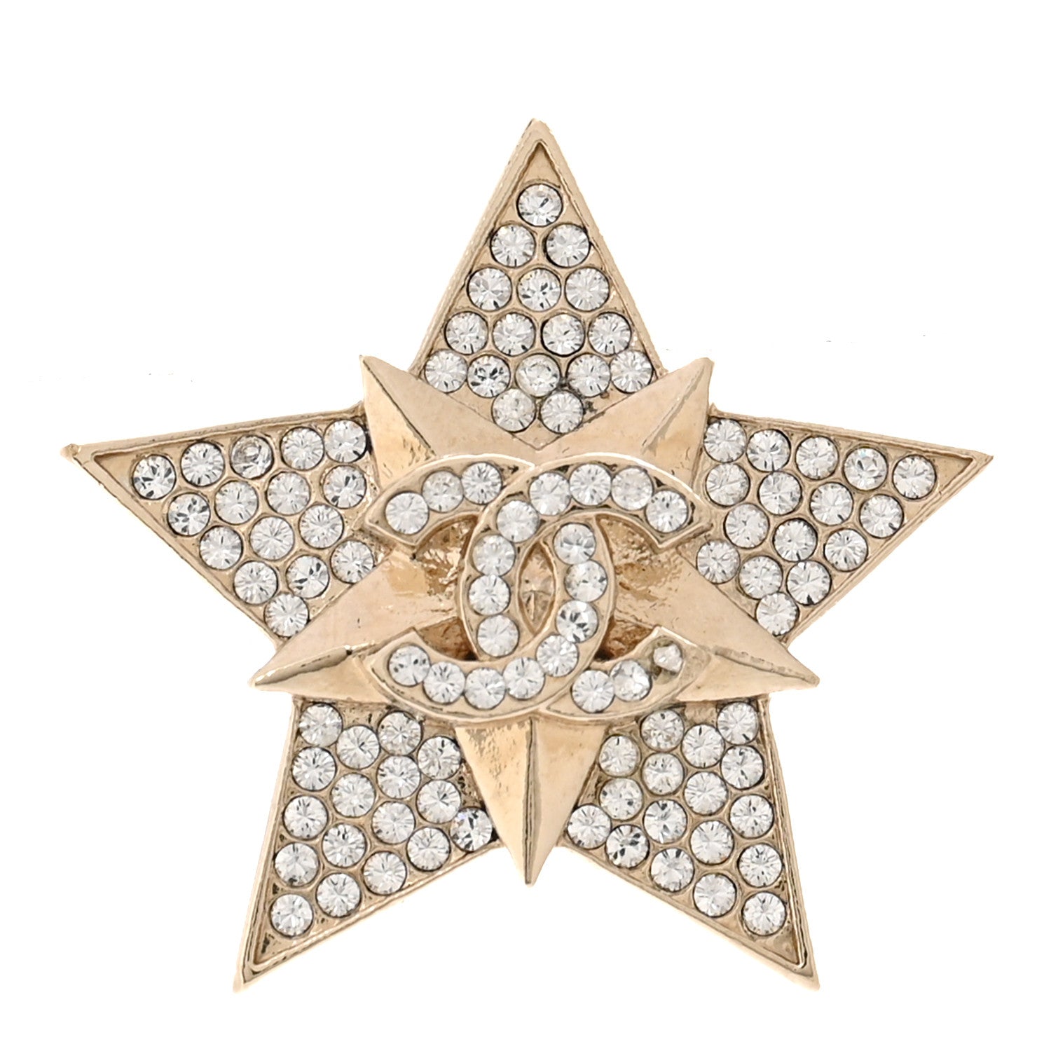Crystal CC Star Brooch Gold