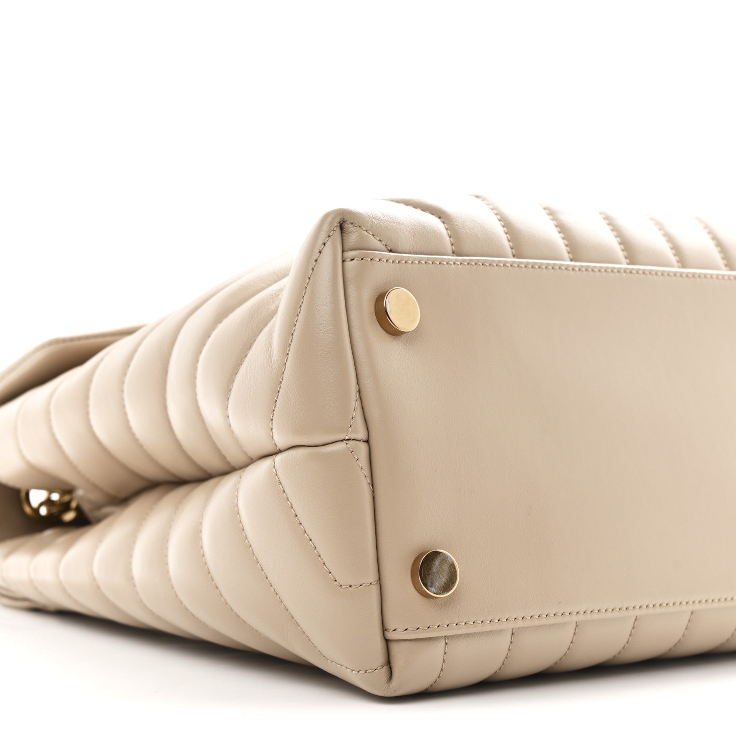 Calfskin Matelasse Large Loulou Monogram Chain Satchel Dark Beige