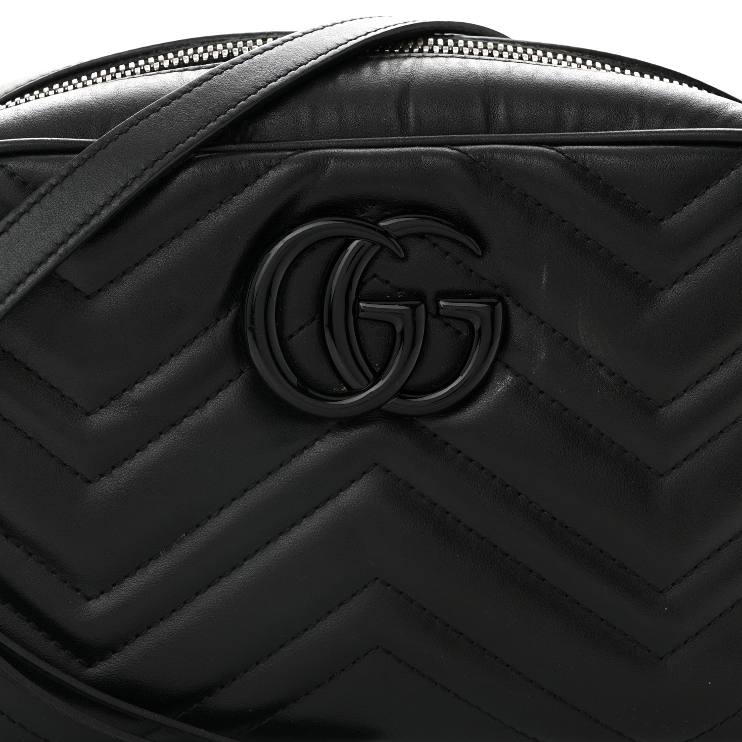 Calfskin Matelasse Monochrome Small GG Marmont Chain Shoulder Bag Black