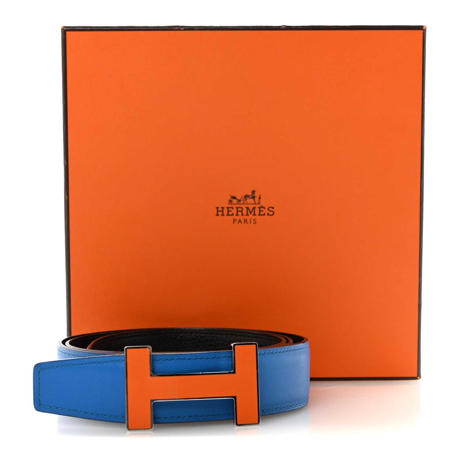 Polo Bullskin Swift 32mm Enamel Quizz H Belt 85 34 Macassar Bleu Hydra