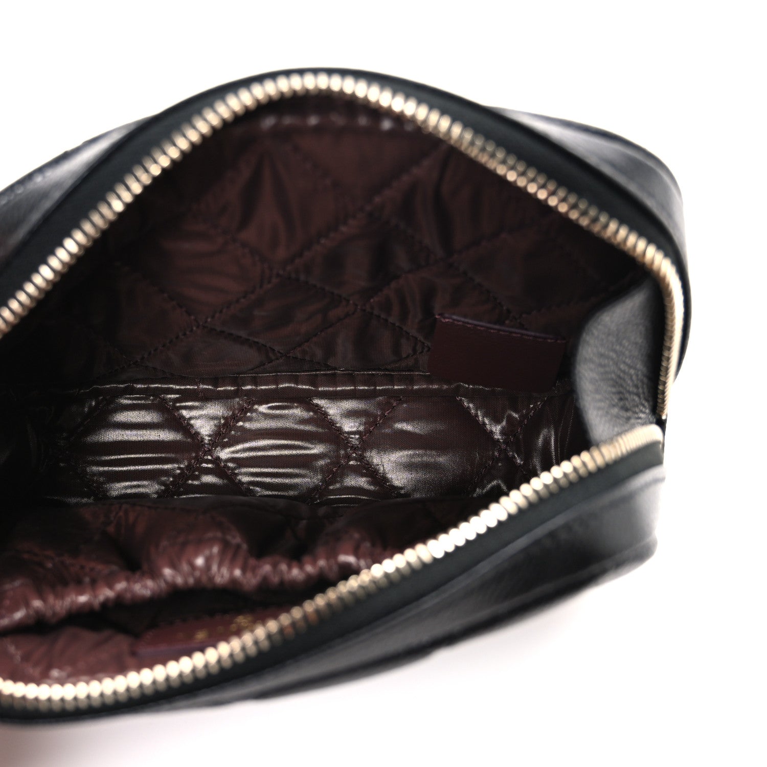 Caviar Quilted Small Curvy Pouch Cosmetic Case Black