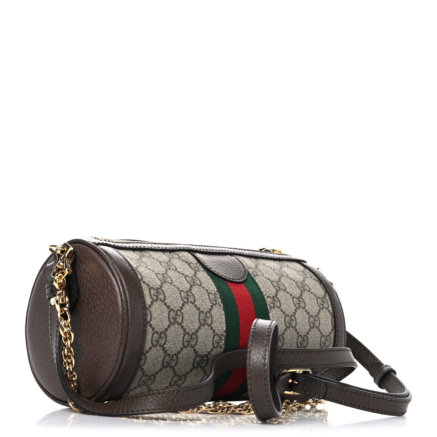 GG Supreme Monogram Textured Dollar Calfskin Web Small Ophidia Blondie Barrel shoulder Bag Beige New Acero