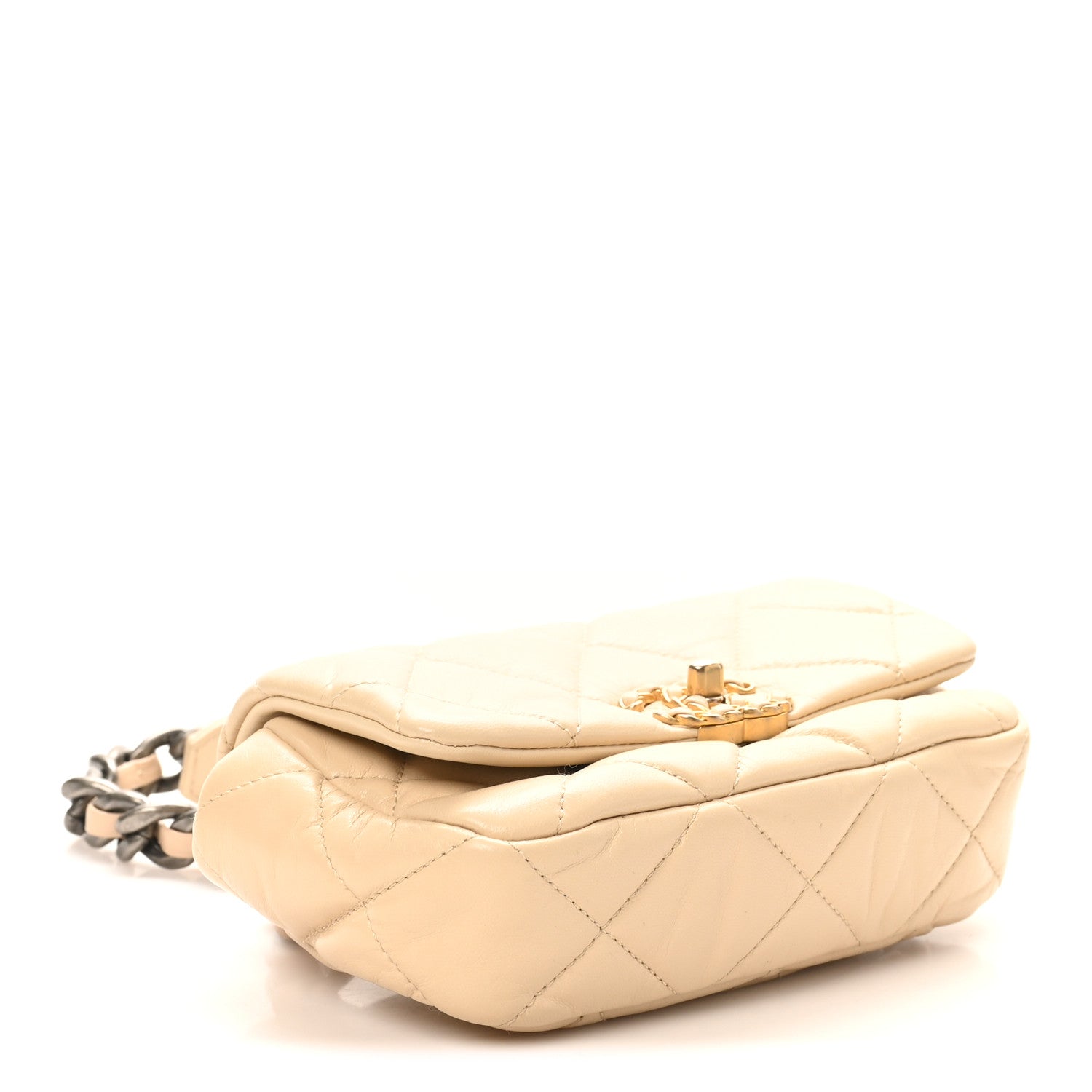 Goatskin Quilted 19 Waist Bag Light Beige