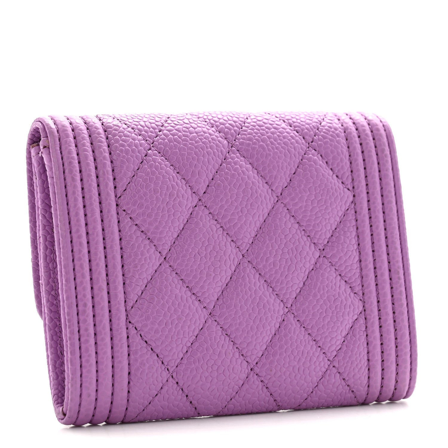Caviar Quilted Boy Flap Card Holder Purple