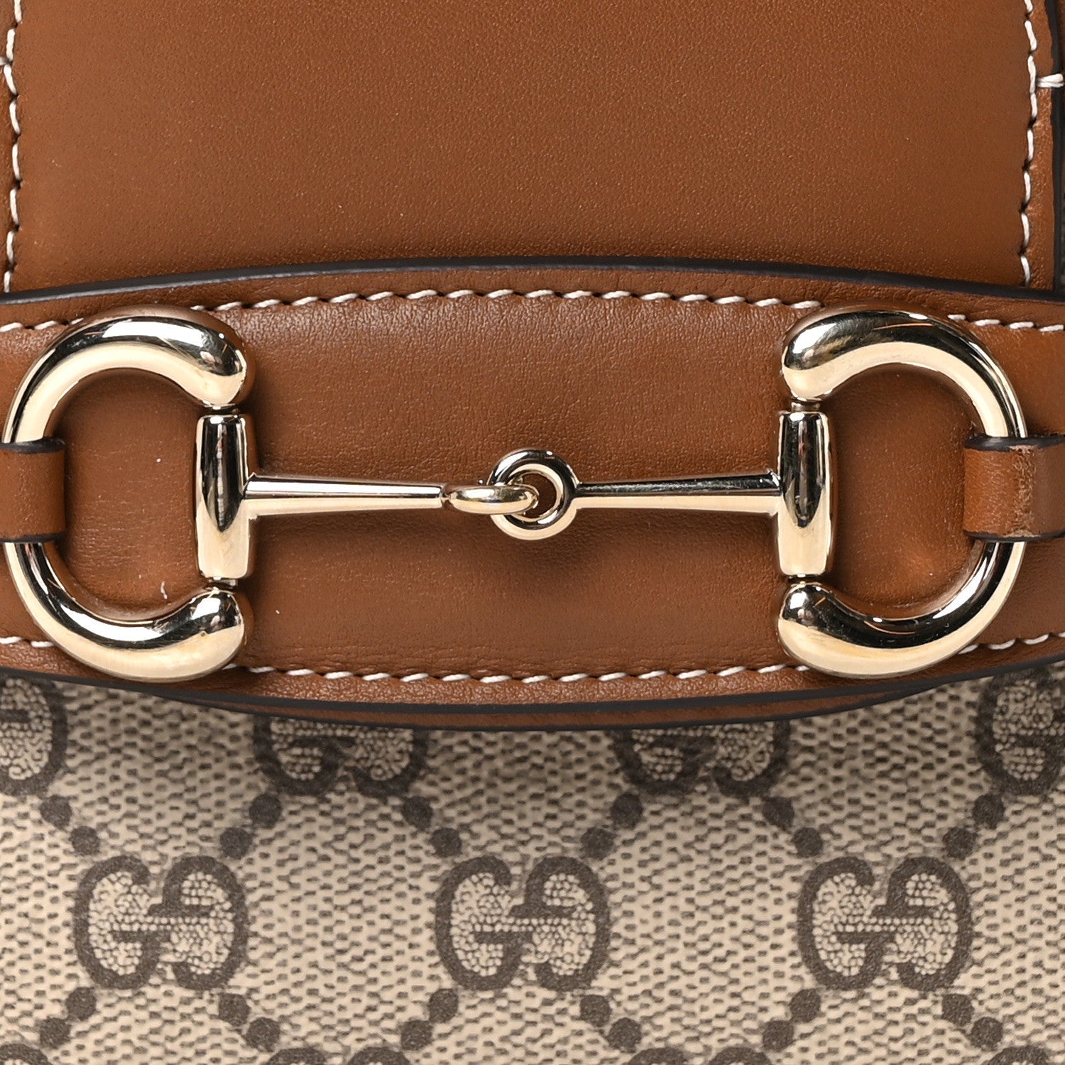 GG Supreme Monogram Horsebit 1955 Soft Small Shoulder Bag Beige Brown Sugar