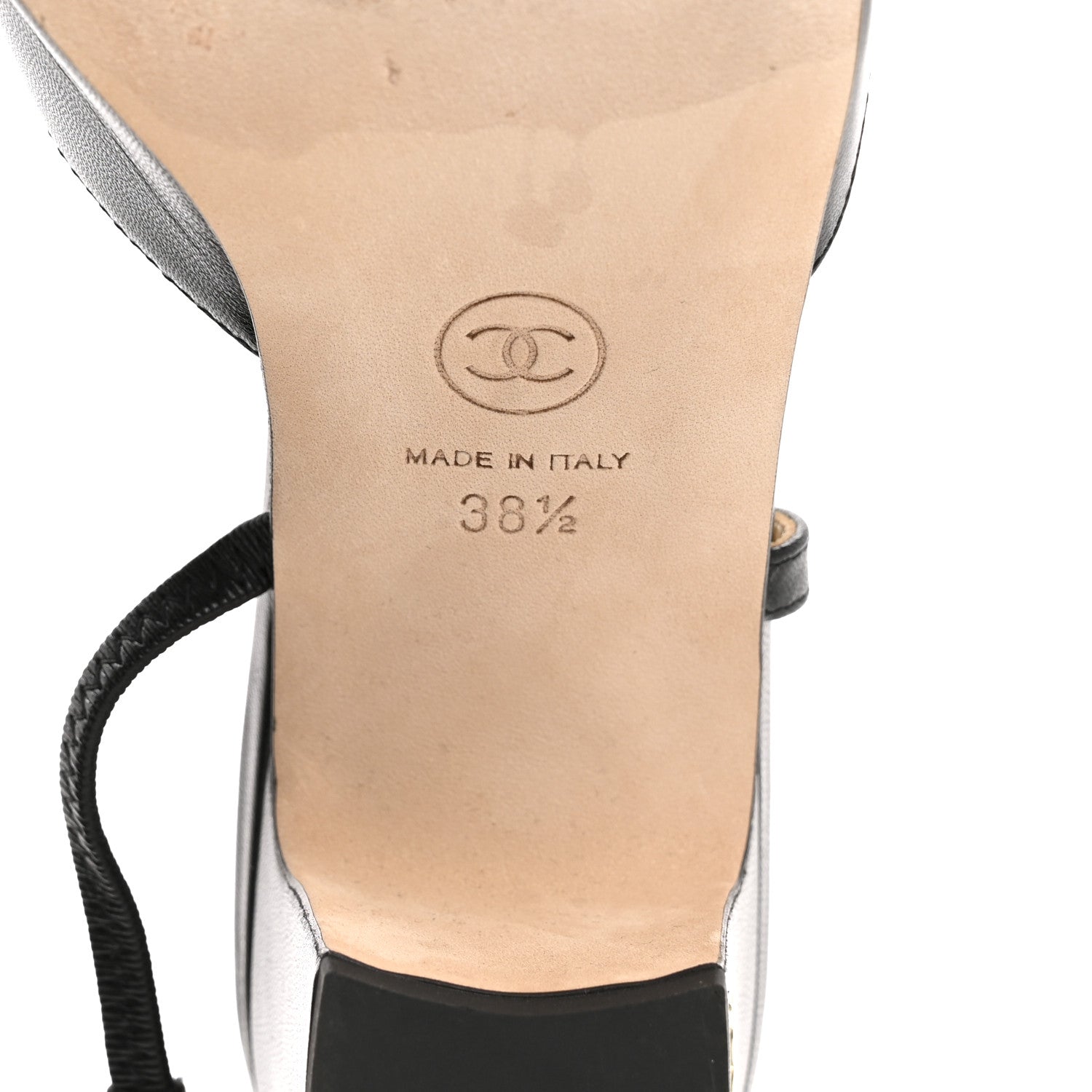 Goatskin Grosgrain Cap Toe CC Slingback Pumps 38.5 Black