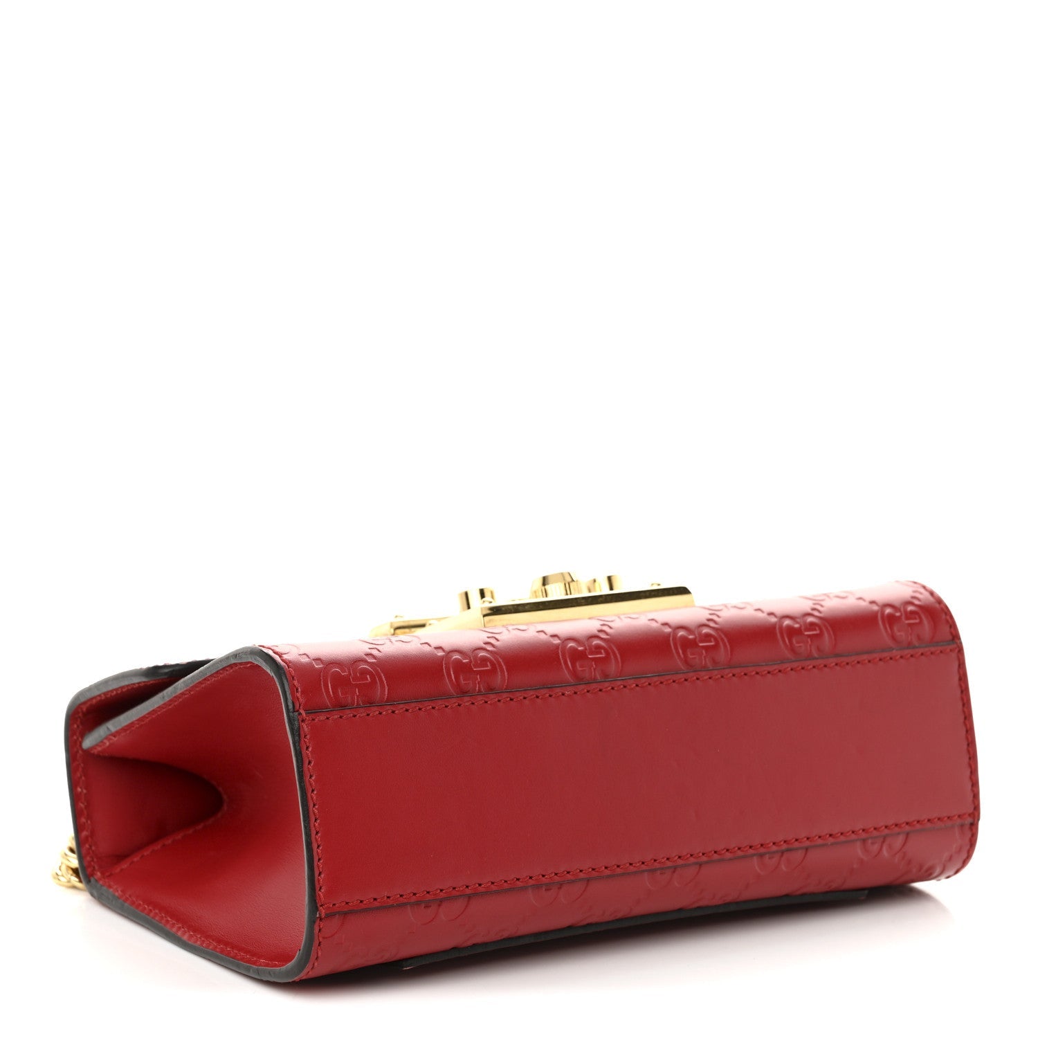 Guccissima Small Padlock Shoulder Bag Hibiscus Red