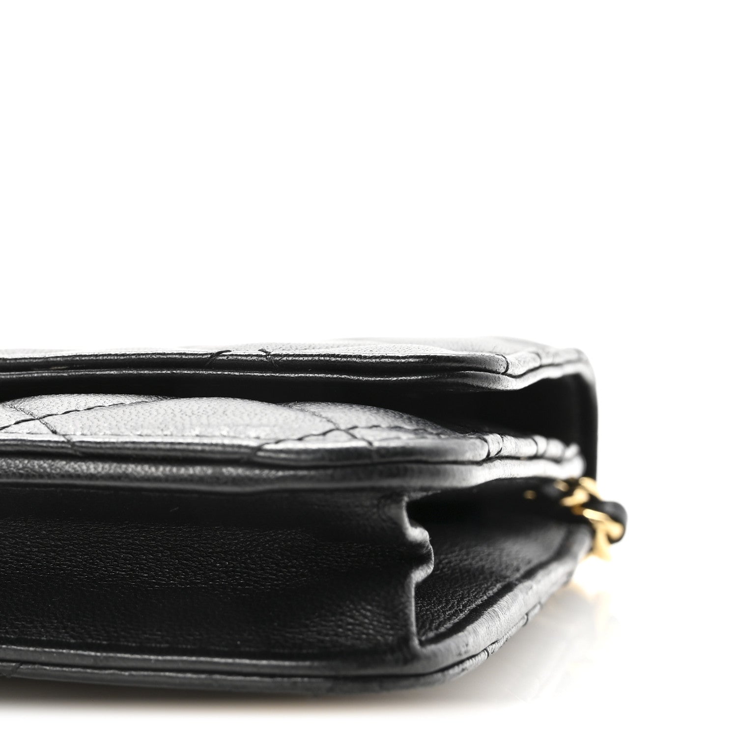 Lambskin Quilted Wallet On Chain WOC Black