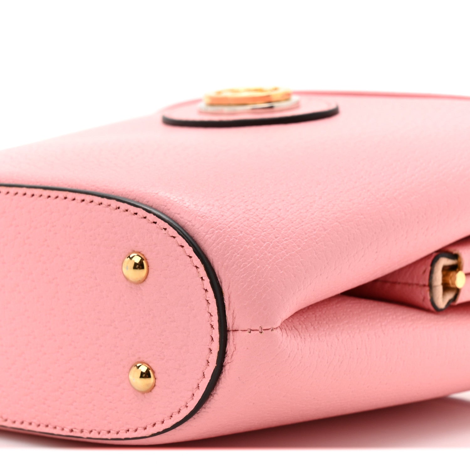 Textured Dollar Calfskin Bamboo Mini Marina Bucket Bag Wild Rose