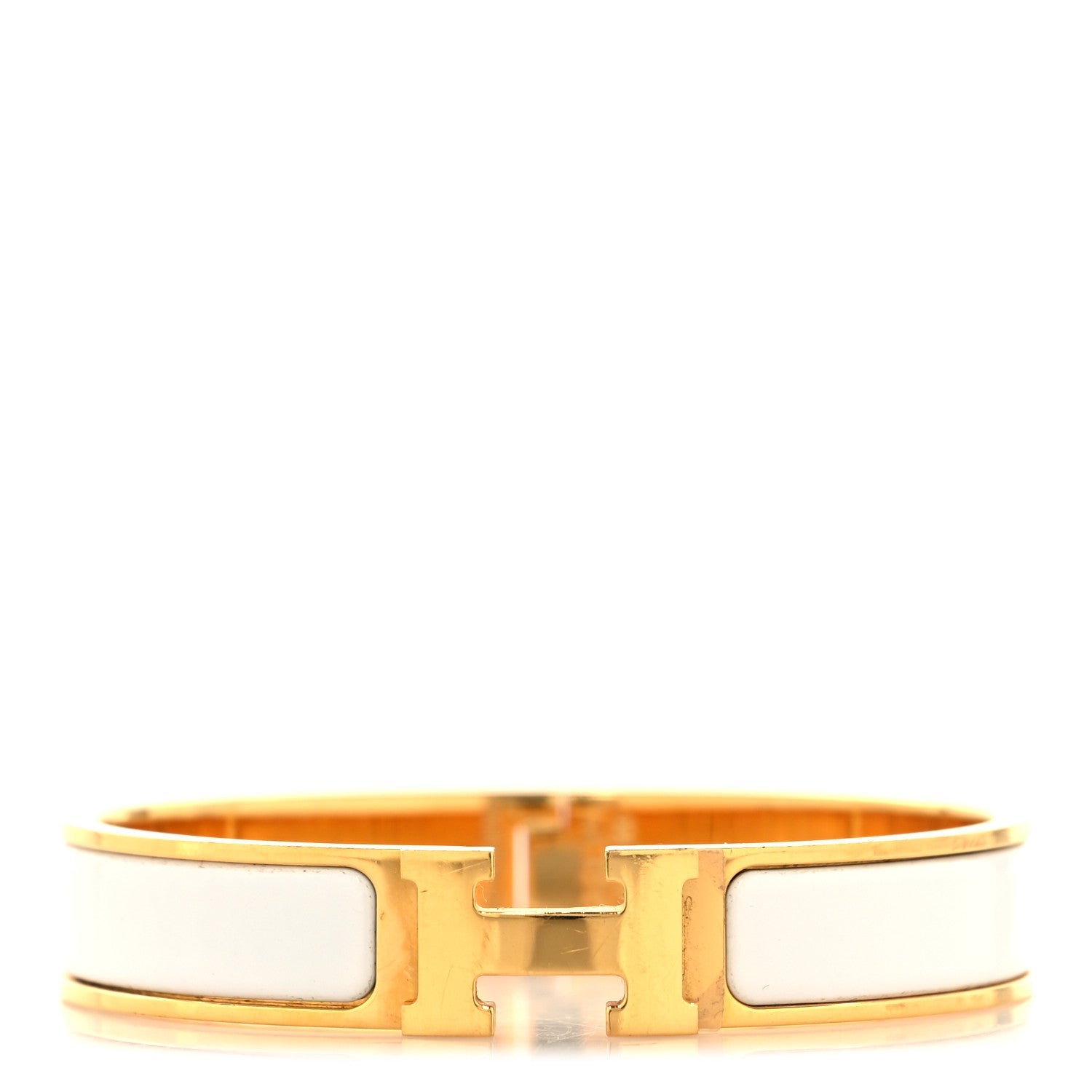 Enamel Narrow Clic Clac H Bracelet GM White