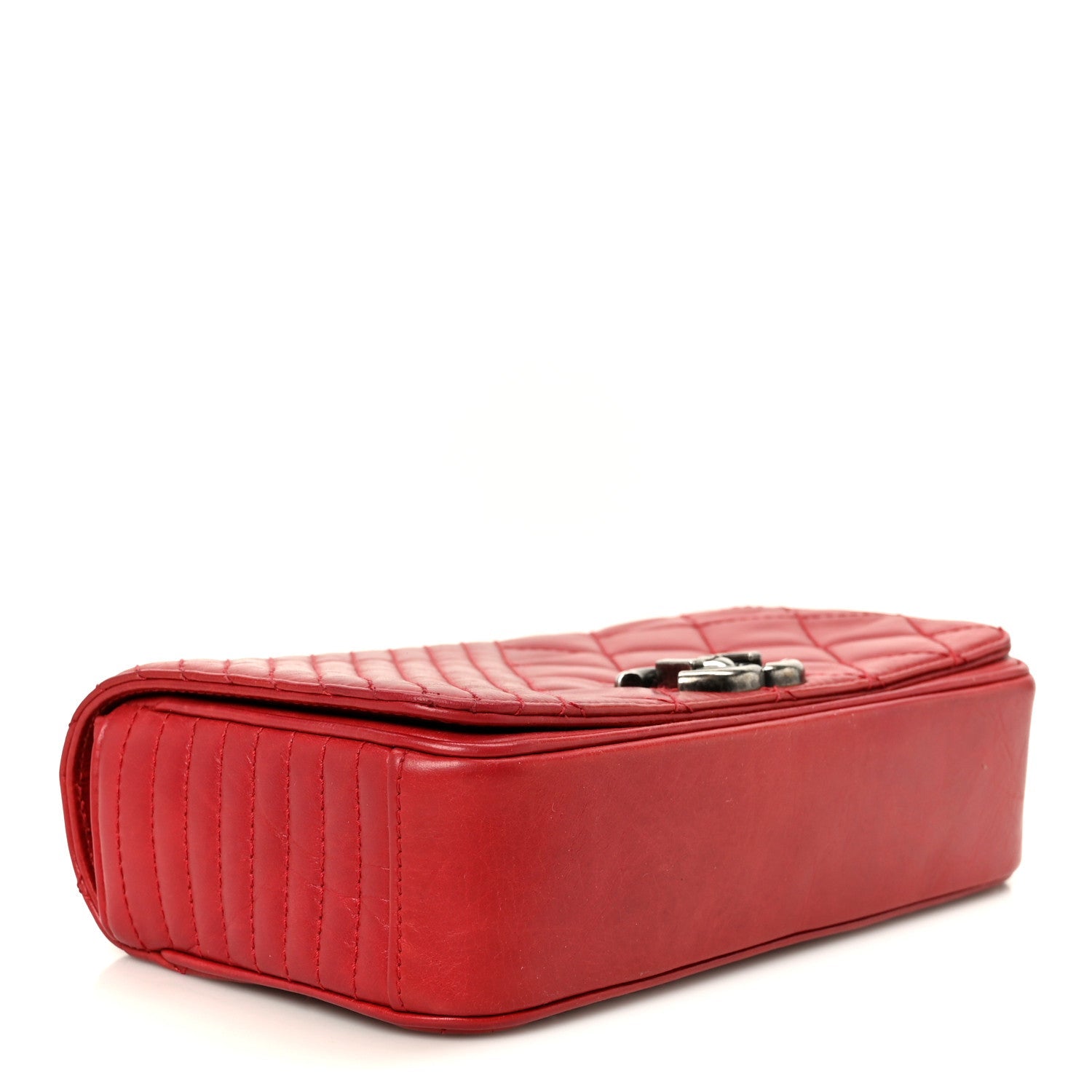 Glazed Calfskin Quilted Small Coco Boy Flap Red