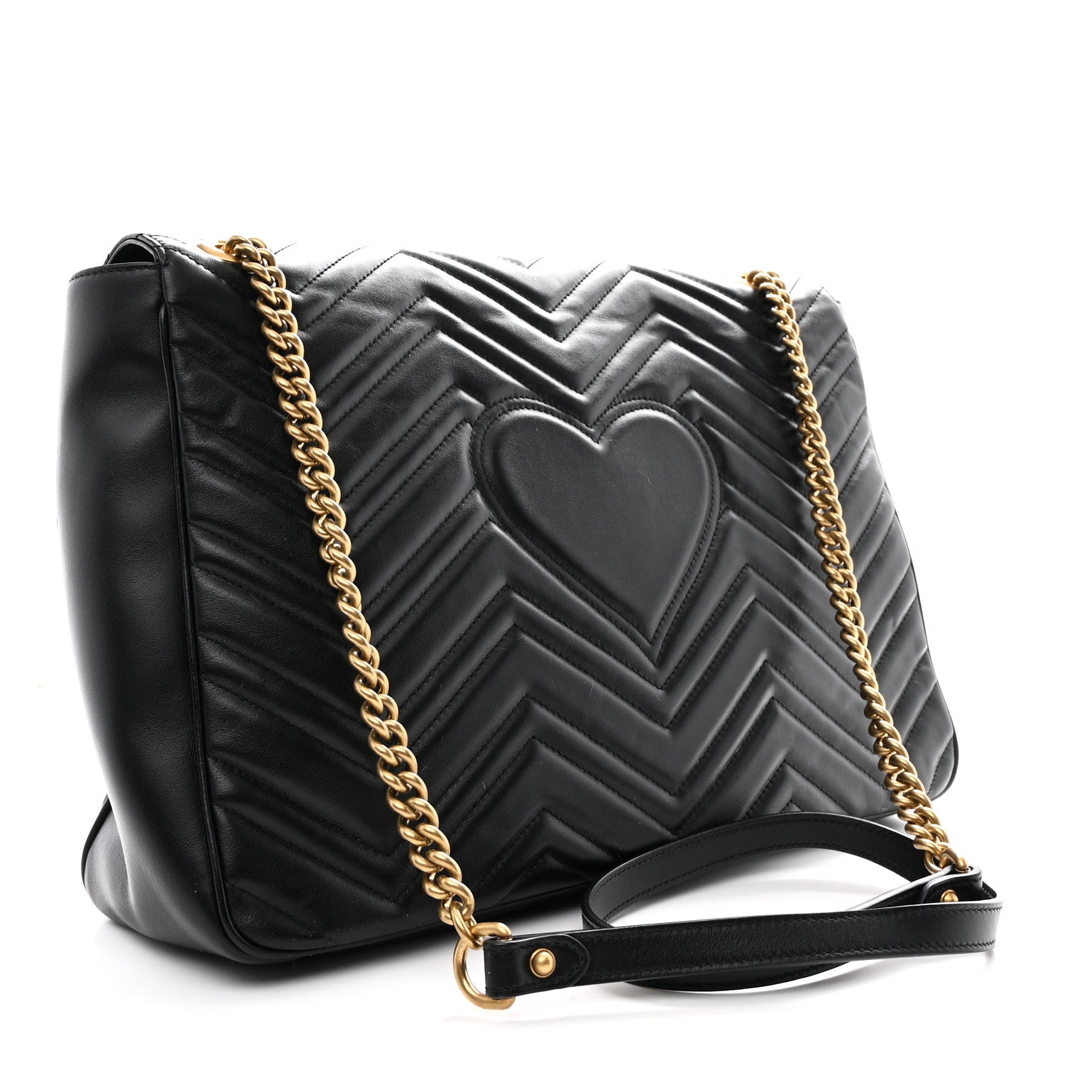 Calfskin Matelasse Large GG Marmont Shoulder Bag Black