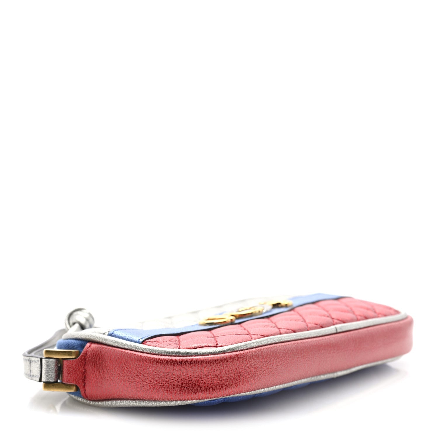 Laminated Nappa Trapuntata Zumi iPhone Case Rosso Marine Argento