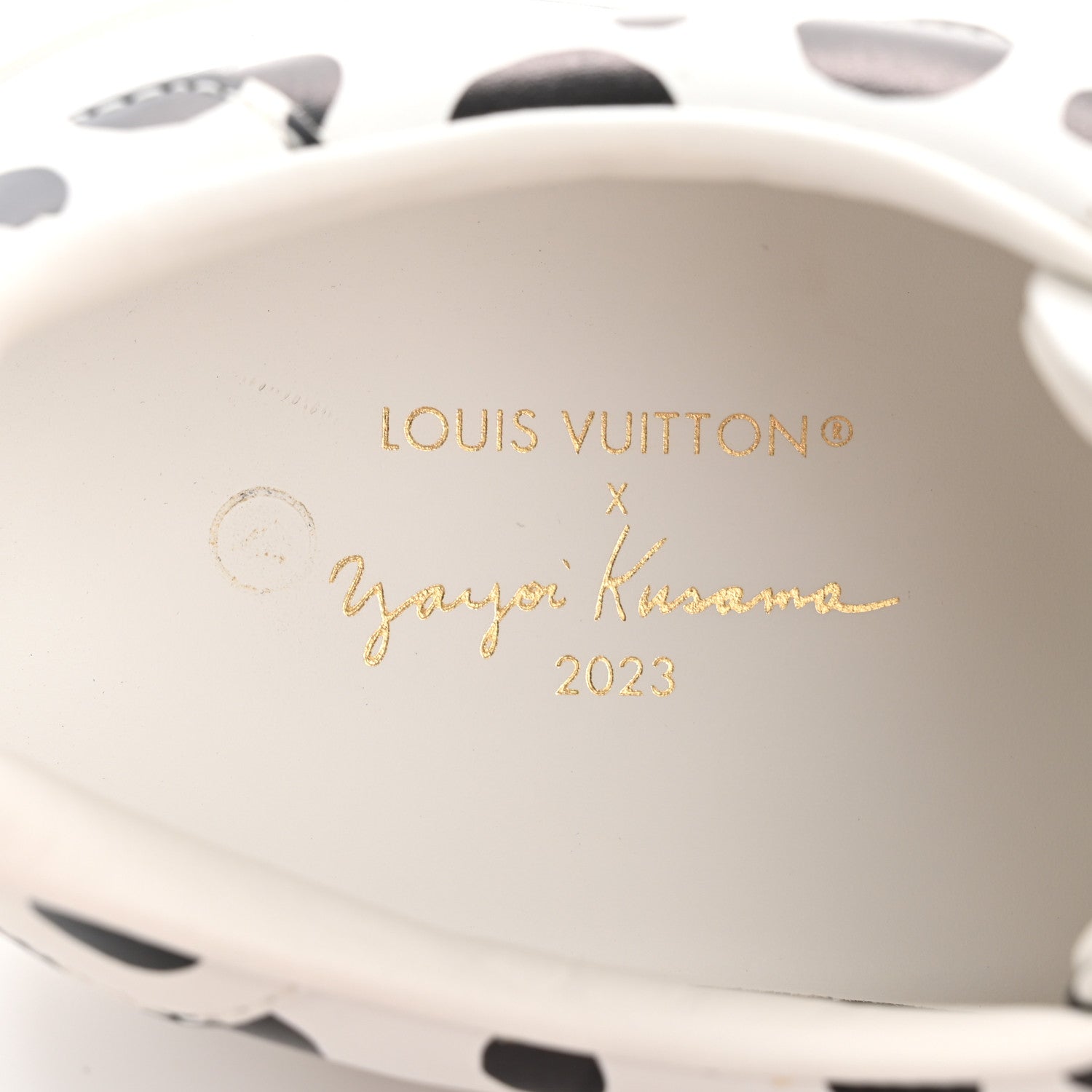 LV X YK Calfskin Printed Infinity Dots Time Out Sneakers 38 White