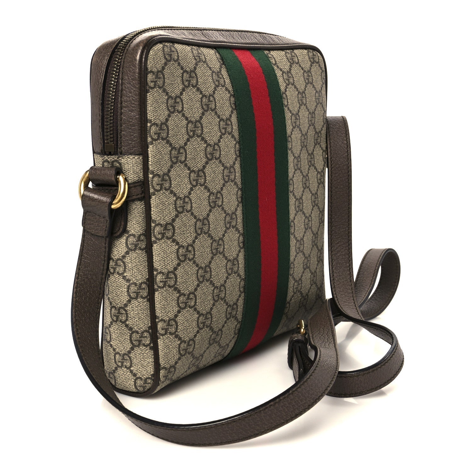 GG Supreme Monogram Web Small Ophidia Messenger Bag Brown