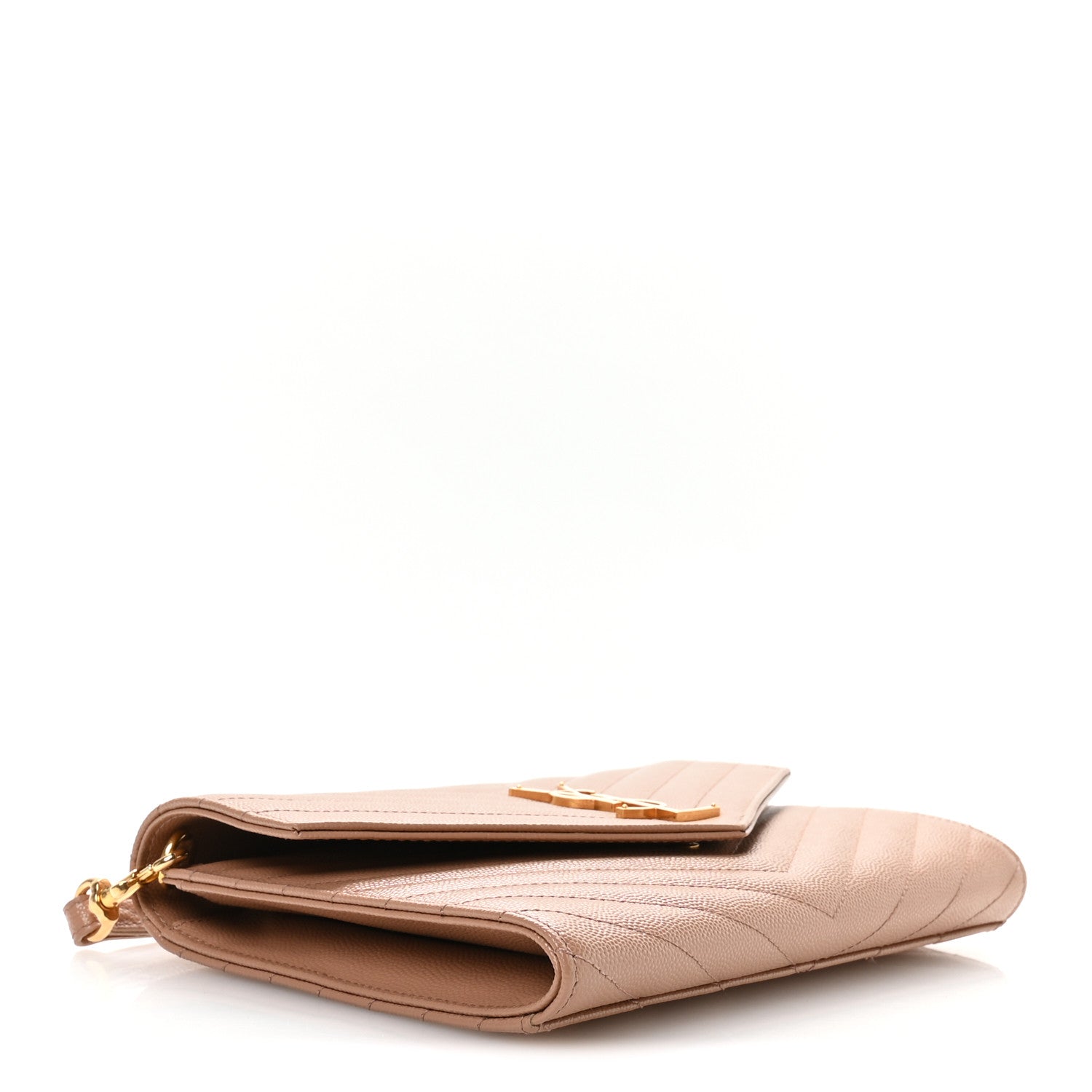 Grain De Poudre Matelasse Chevron Monogram Envelope Clutch Vintage Peach