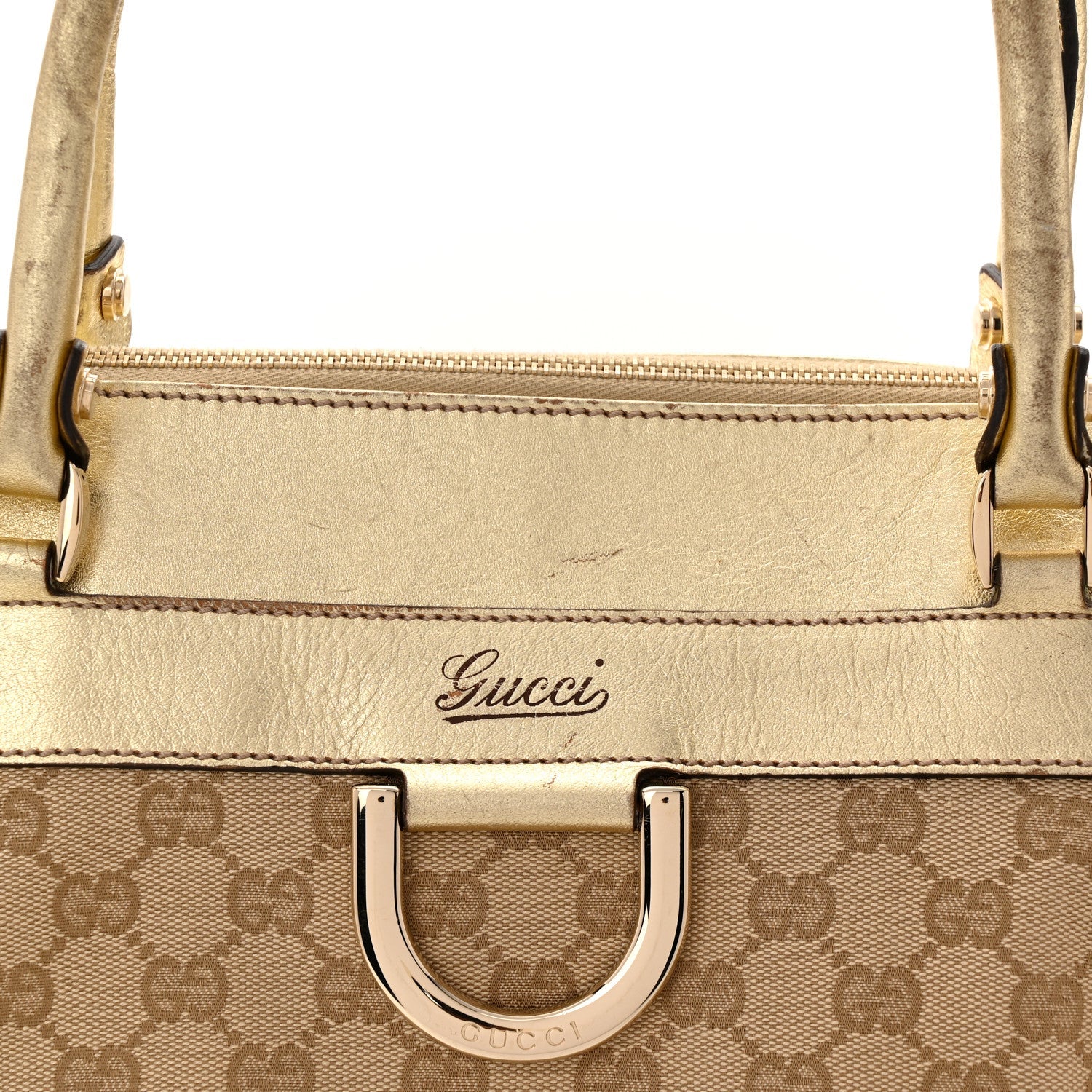 Monogram D Gold Large Tote Metallic Gold