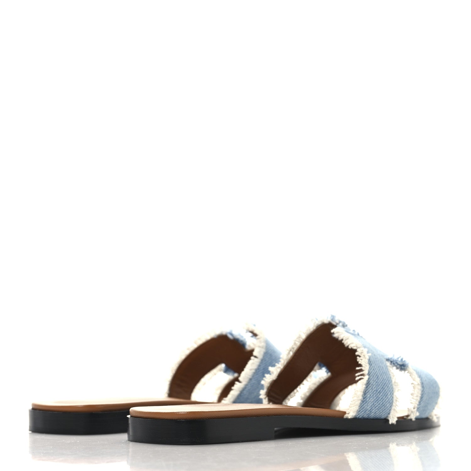 Denim Oran Fringe Sandals 36.5 Bleu Clair