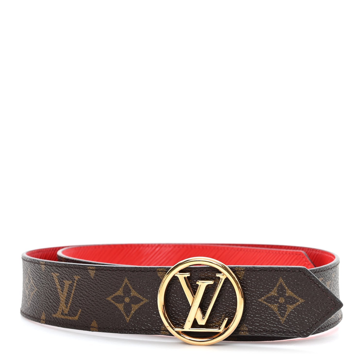 Monogram Epi 35mm LV Circle Reversible Belt 80 32 Coquelicot