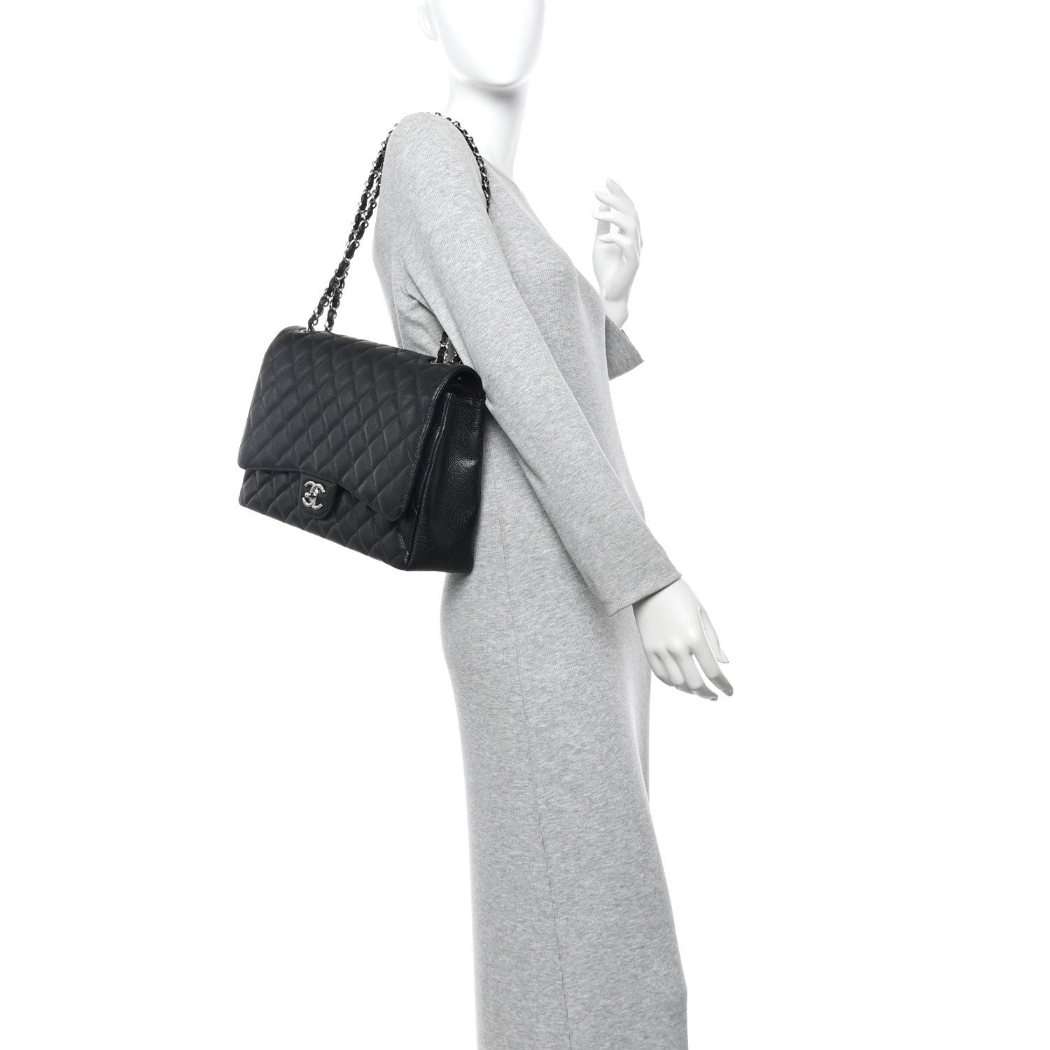 Caviar Quilted Maxi Double Flap Black