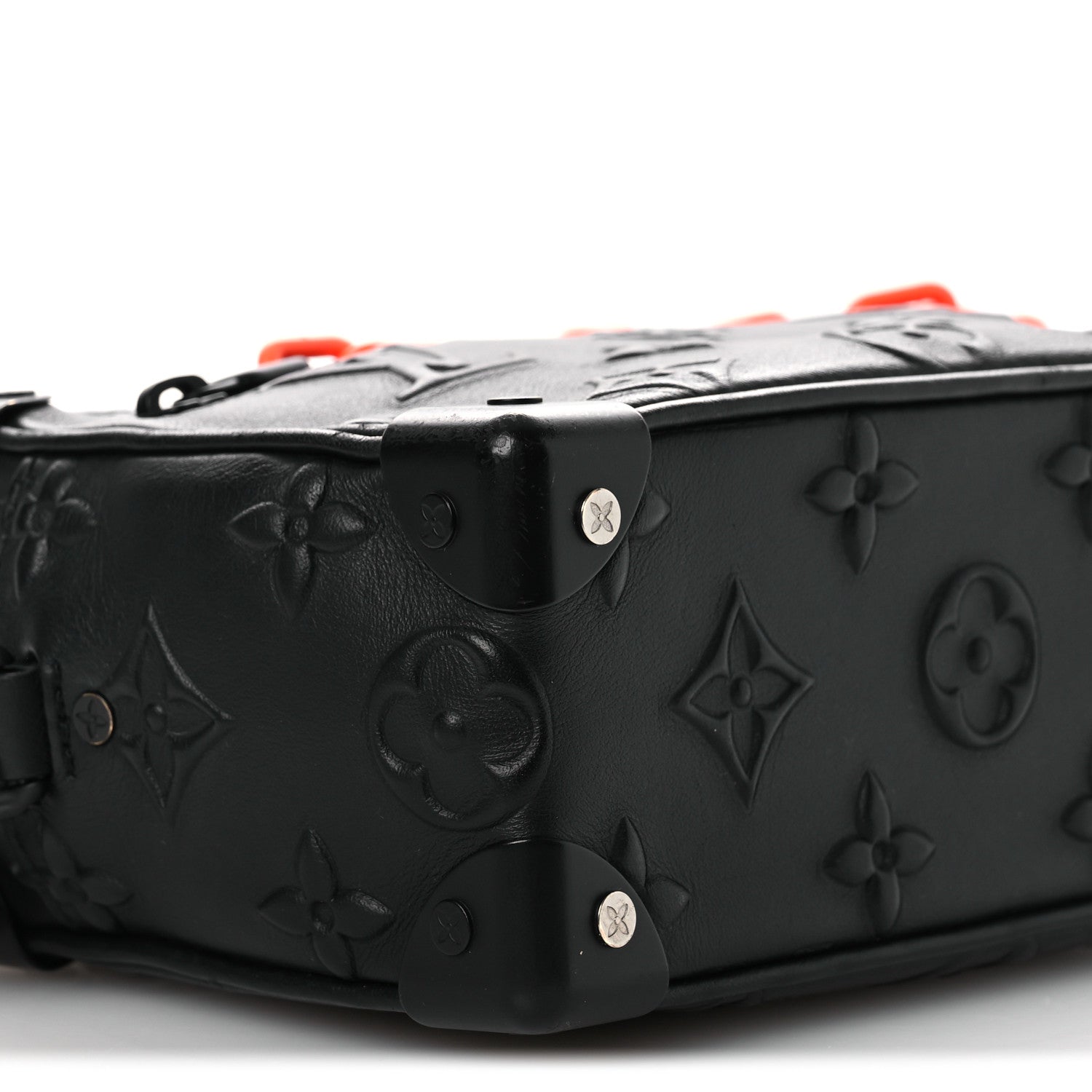 Calfskin Debossed Monogram Solar Ray Mini Soft Trunk Black