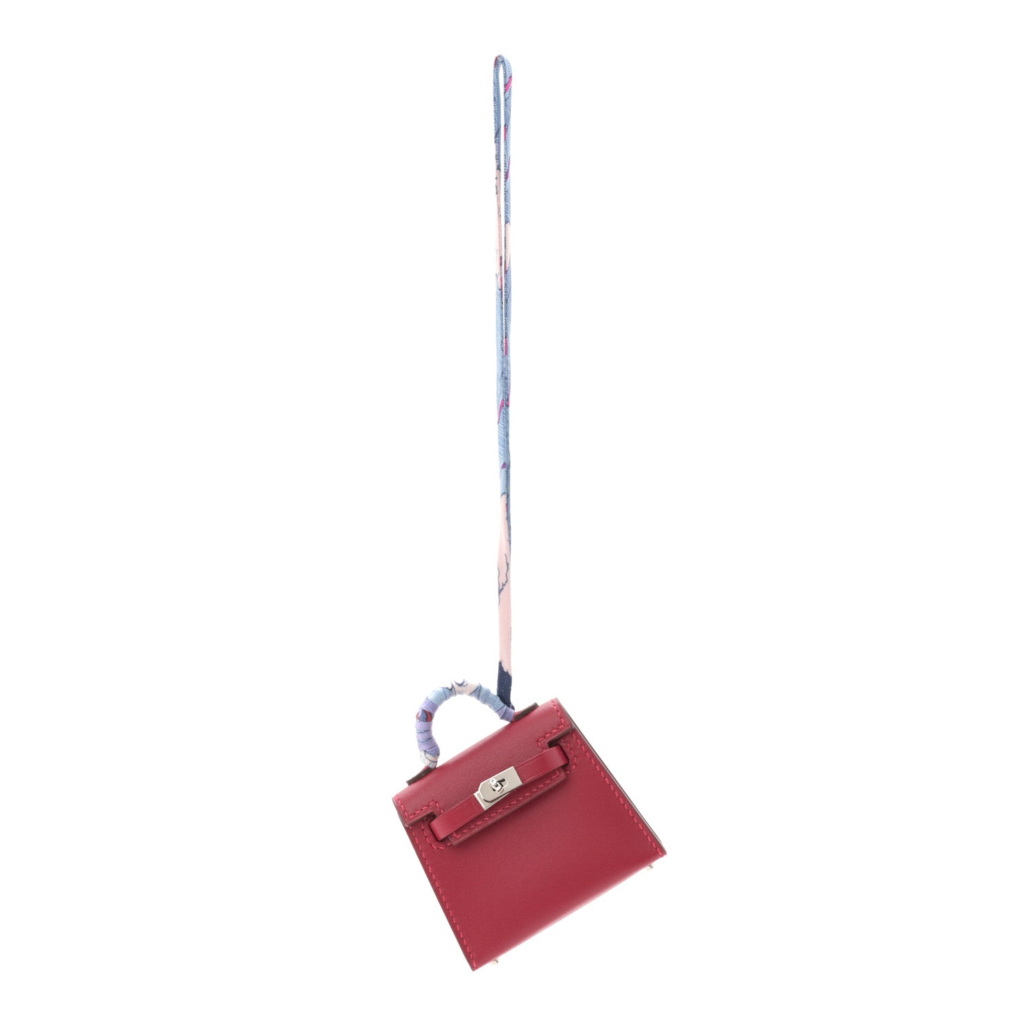 Tadelakt Mini Kelly Twilly Bag Charm Rouge Vif