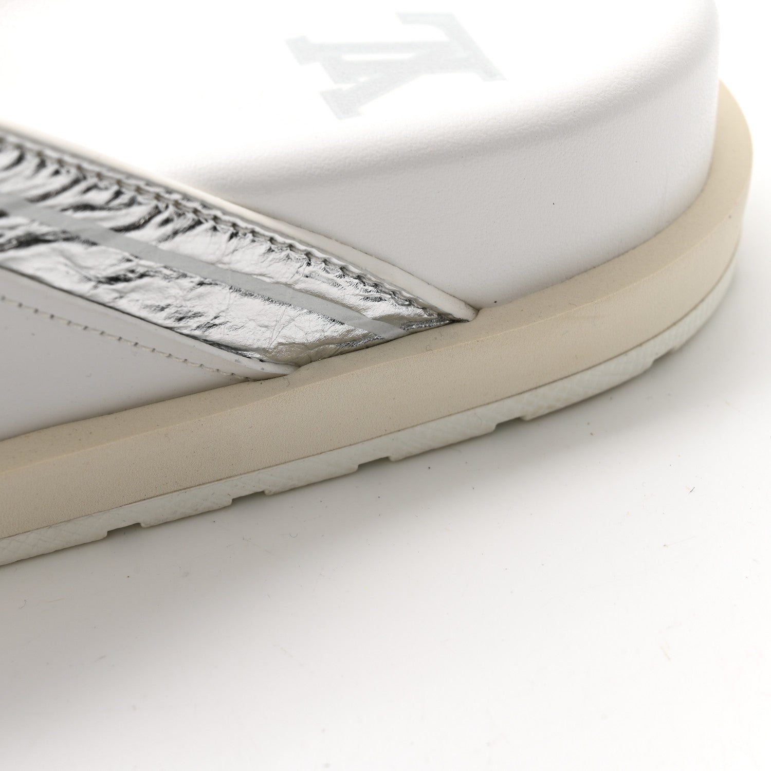 Metallic Mix Materials Mens LV Script Trainer Mules 12 Silver Multicolor
