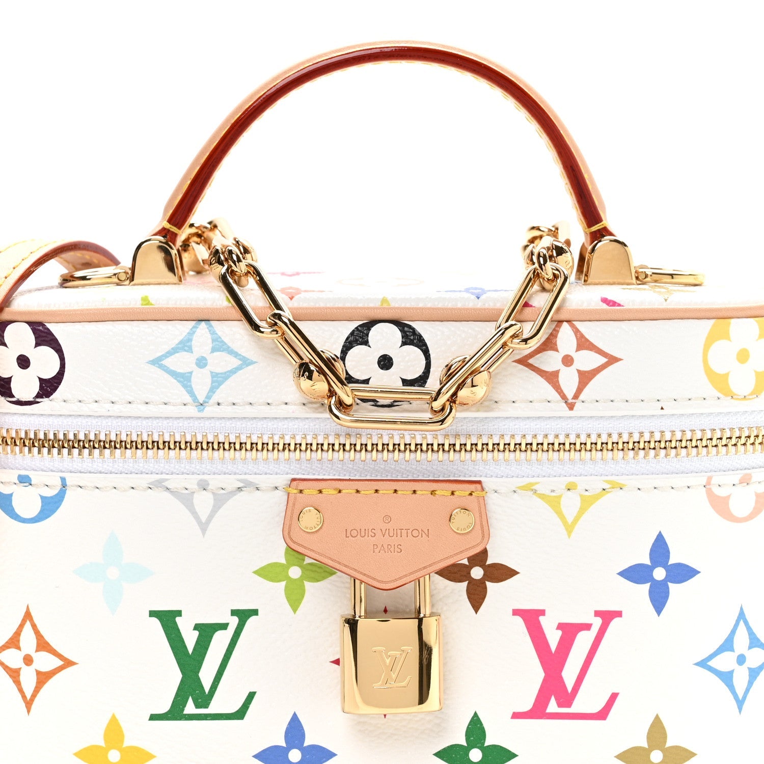 LV x TM Monogram Multicolor Vanity Chain Pouch White