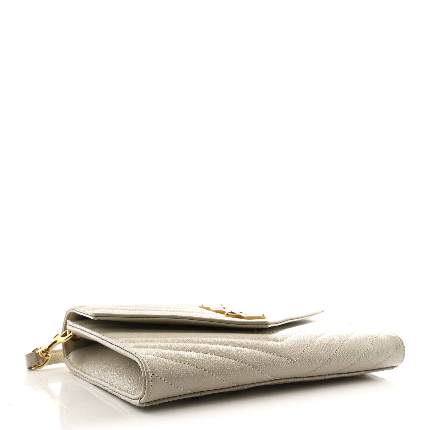 Grain De Poudre Matelasse Chevron Monogram Envelope Clutch Crema Soft