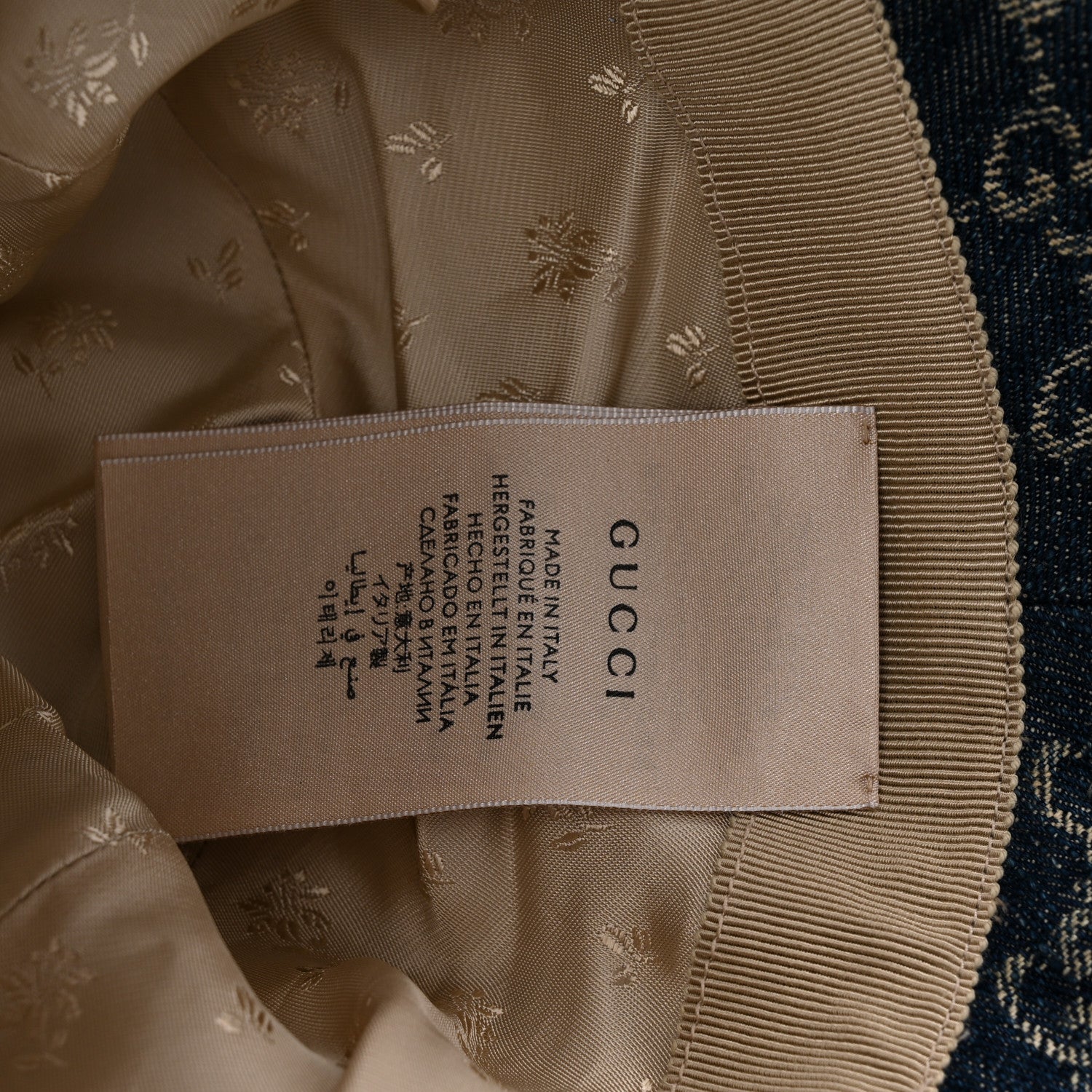Washed Jacquard Denim Nappa GG Monogram Oscar Bucket Hat L Denim Cuir