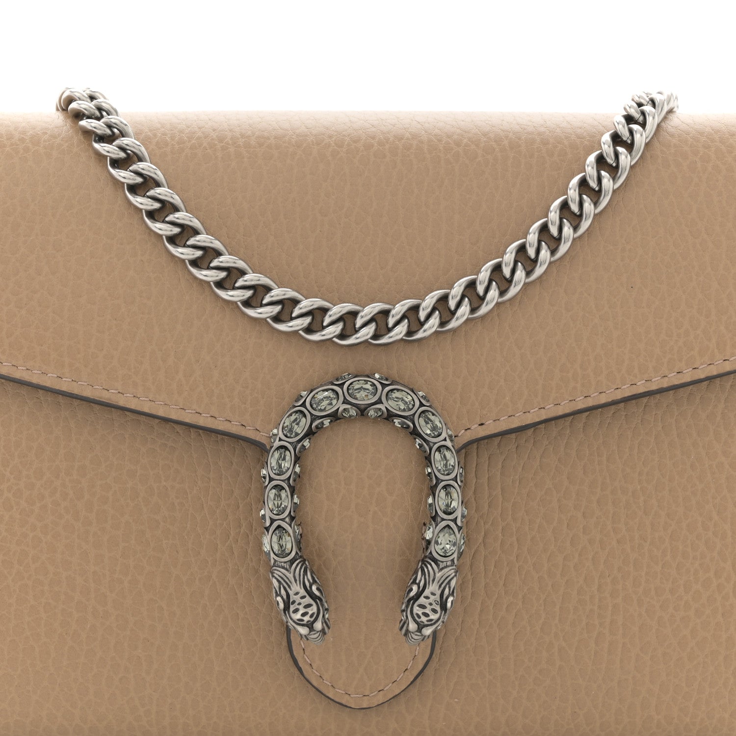Dollar Calfskin Crystal Mini Dionysus Chain Wallet Natural Tan Black Diamond